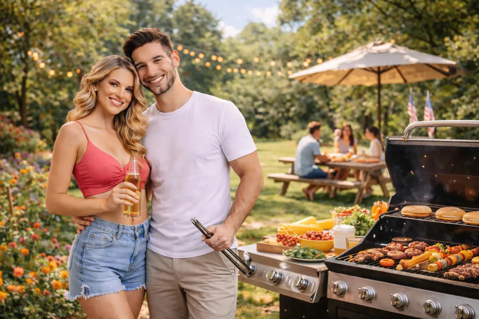 Schwarzer edelstahl gasgrill mit mehreren brennern und drehknöpfen aus der sammlung grillen