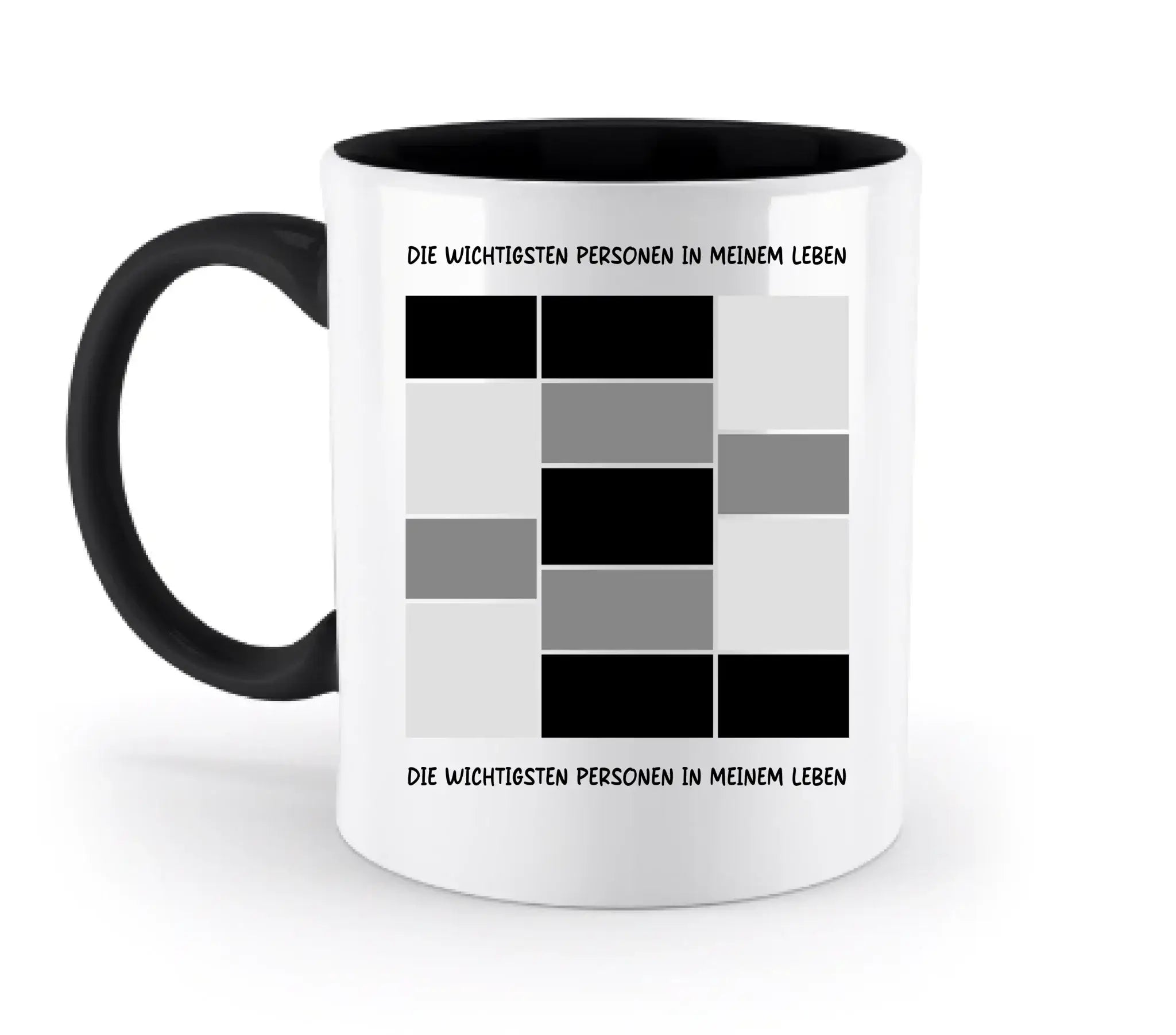 13er Fotocollage - mit Wunschtext (personalisierbare Fotomotive) - Zweifarbige Tasse / Black / 330ml