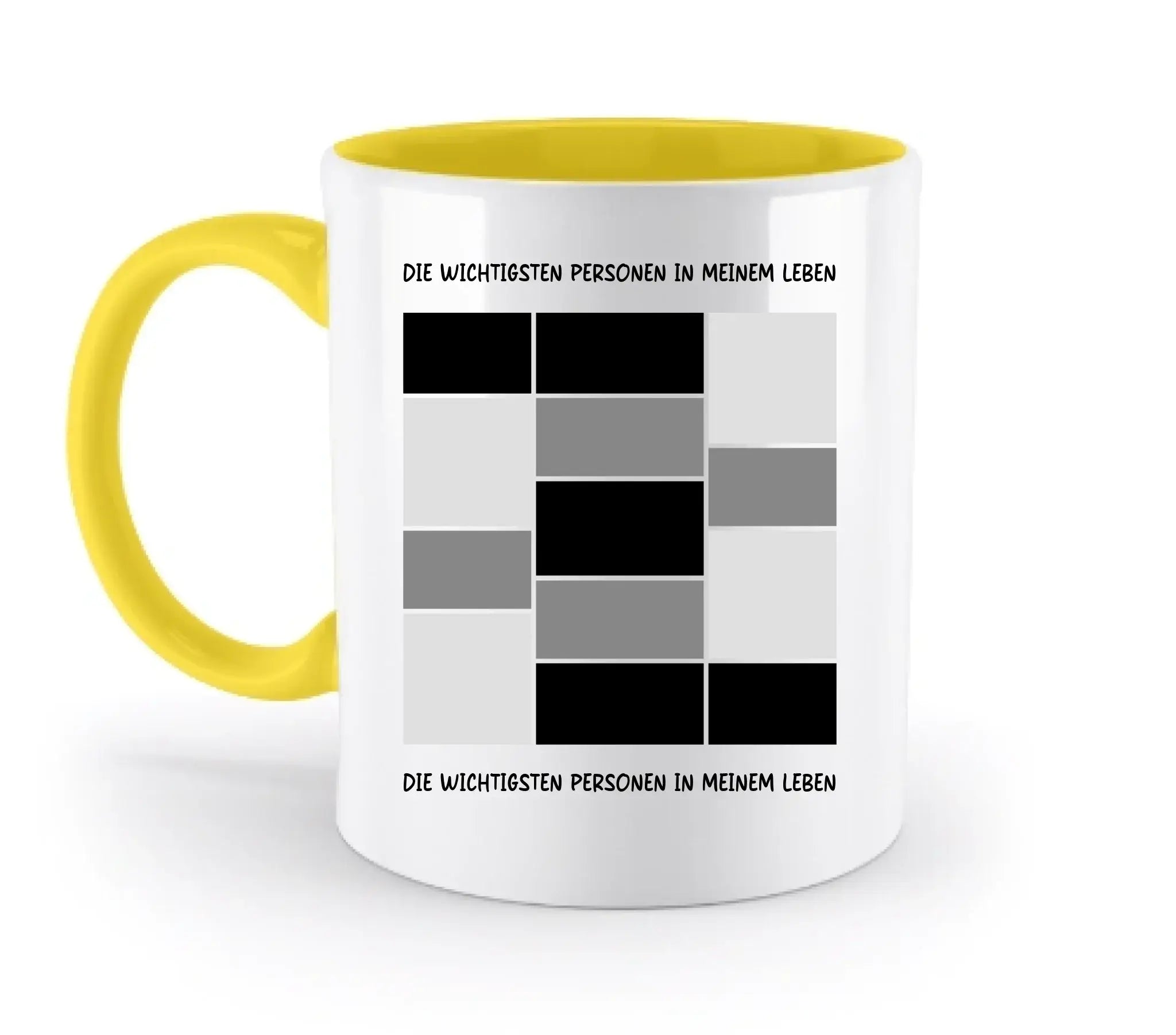 13er Fotocollage - mit Wunschtext (personalisierbare Fotomotive) - Tassen / Yellow / 330ml - personalisierbare