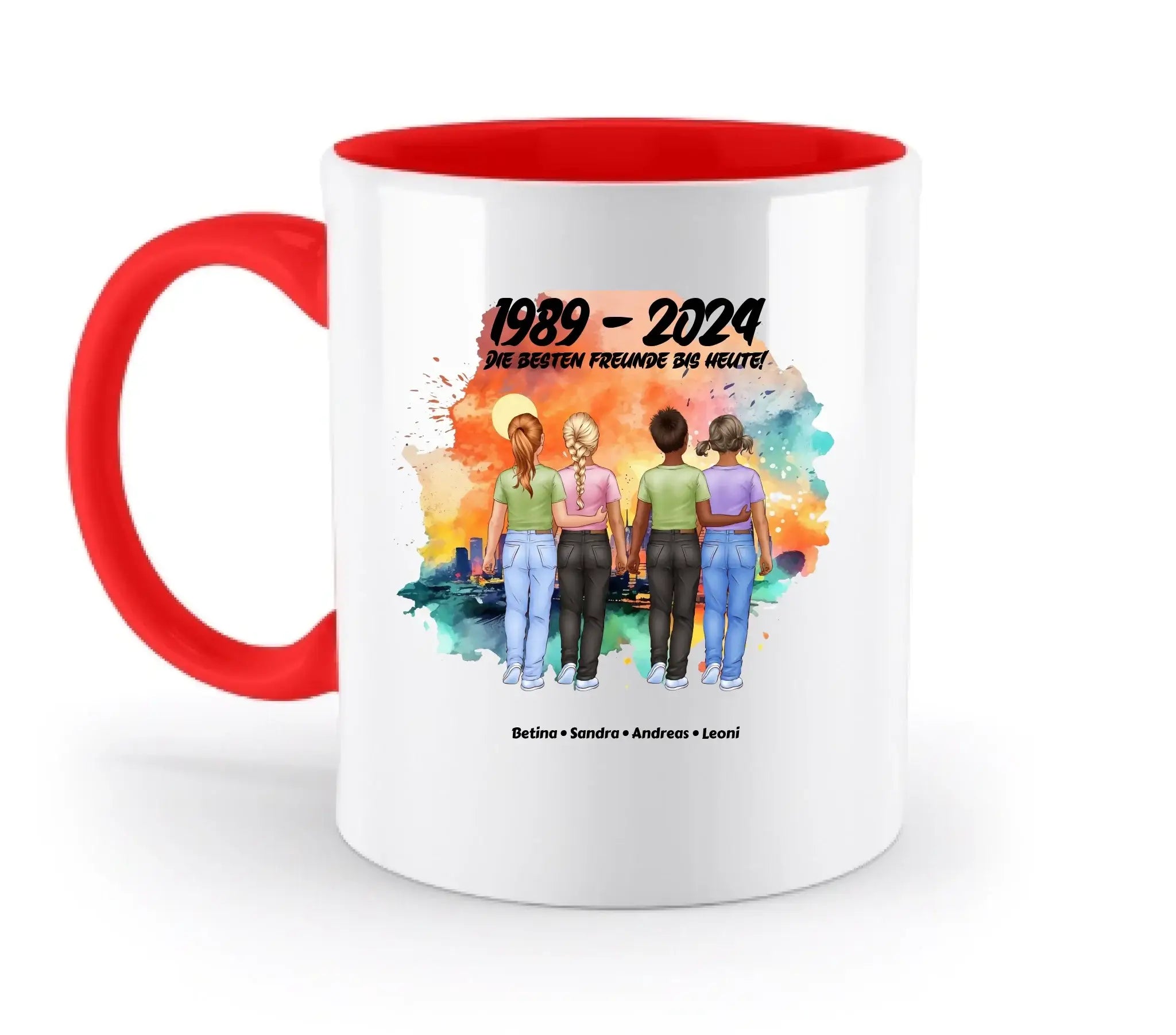 2-5 Freunde (Kids/Kinder) • Figuren gestalten • personalisiert • zweifarbige Tasse (spülmaschinenfest) - zweifarbige