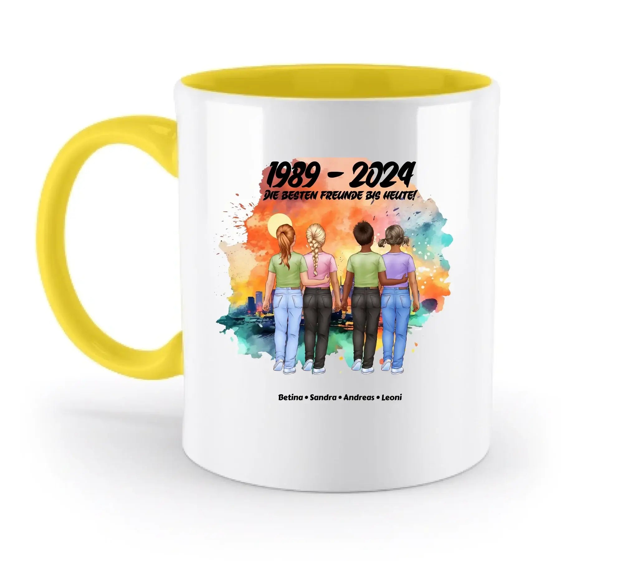 2-5 Freunde (Kids/Kinder) • Figuren gestalten • personalisiert • zweifarbige Tasse (spülmaschinenfest) - zweifarbige