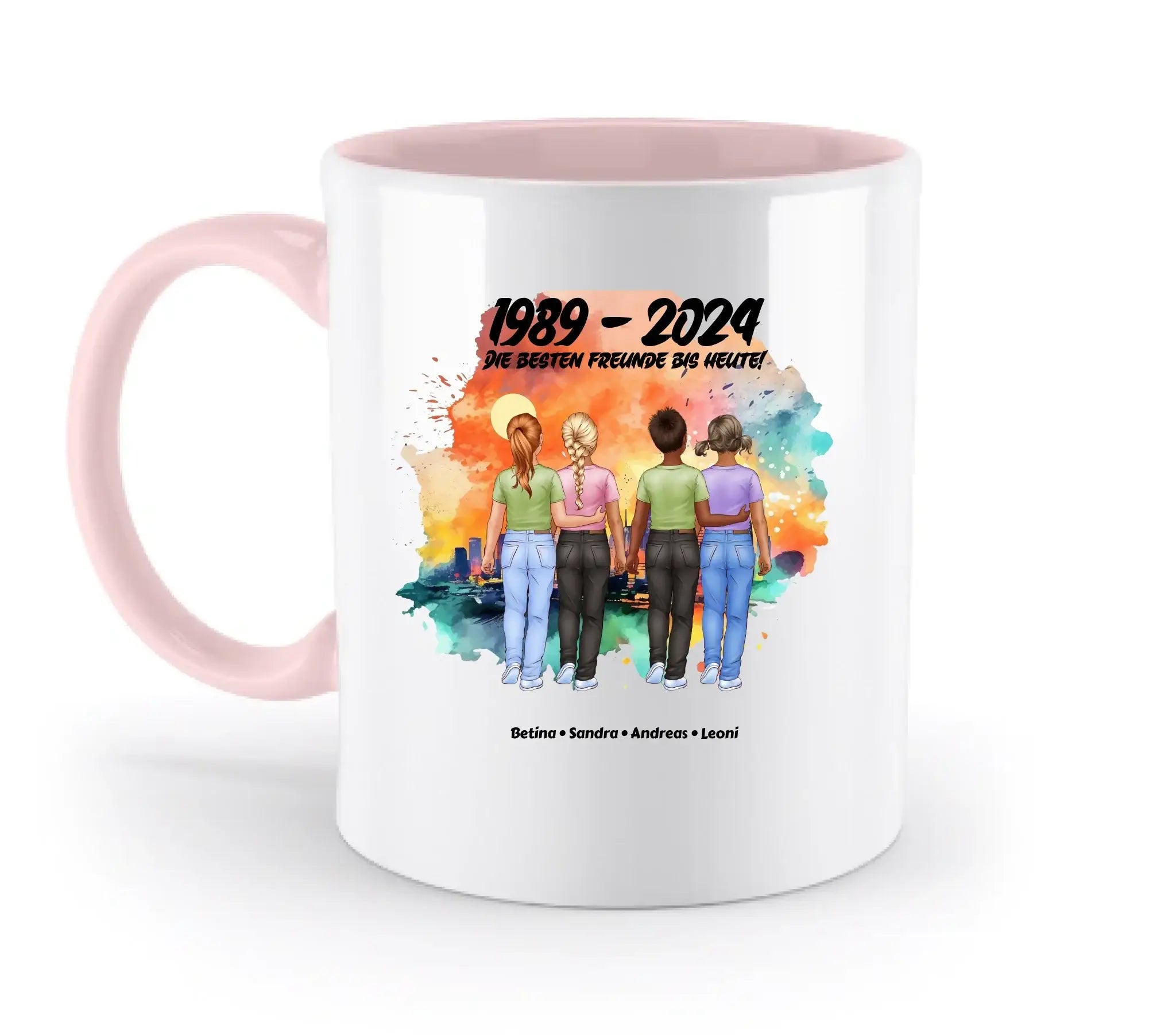 2-5 Freunde (Kids/Kinder) • Figuren gestalten • personalisiert • zweifarbige Tasse (spülmaschinenfest) - zweifarbige