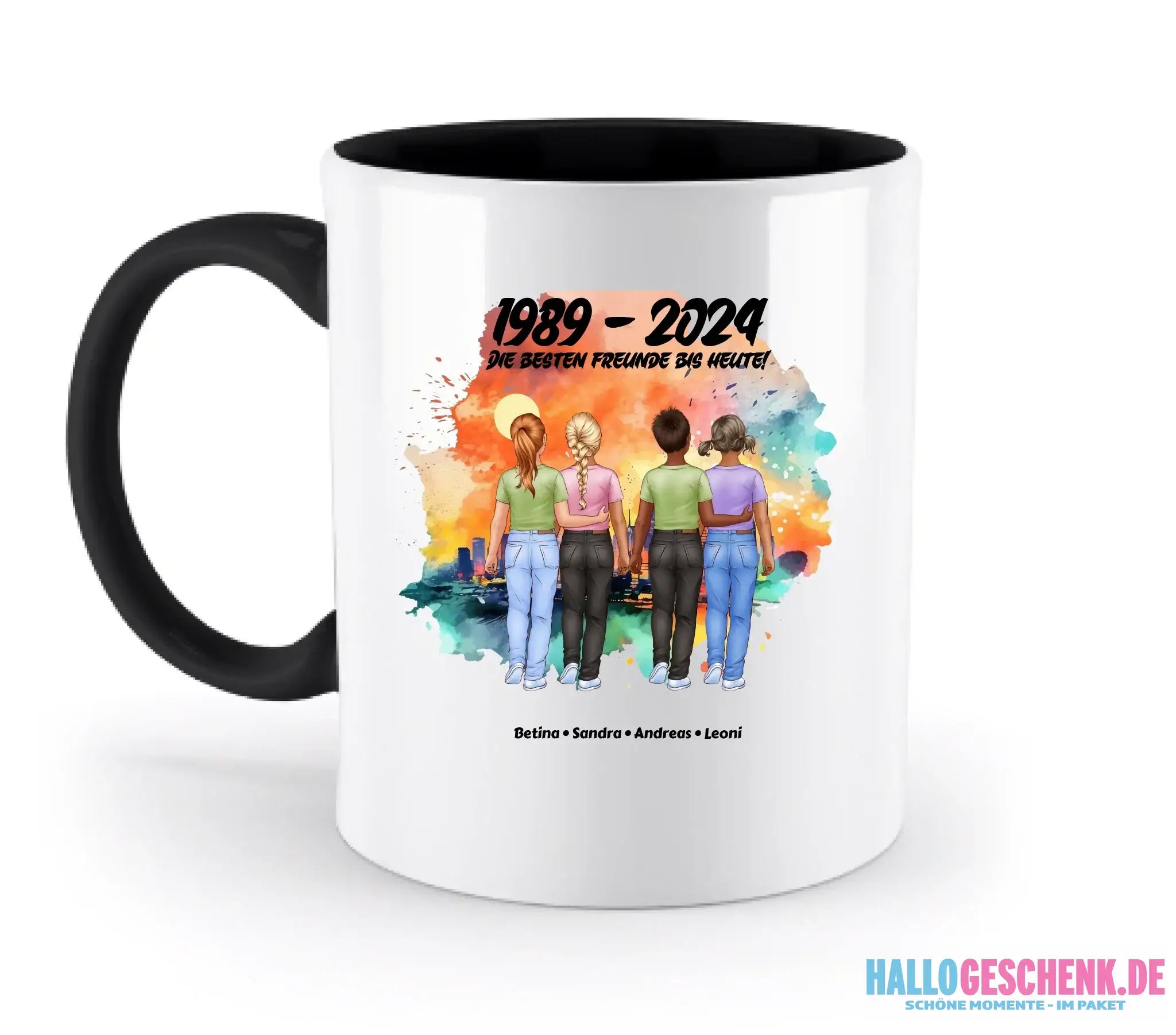 2-5 Freunde (Kids/Kinder) • Figuren gestalten • personalisiert • zweifarbige Tasse (spülmaschinenfest) - zweifarbige