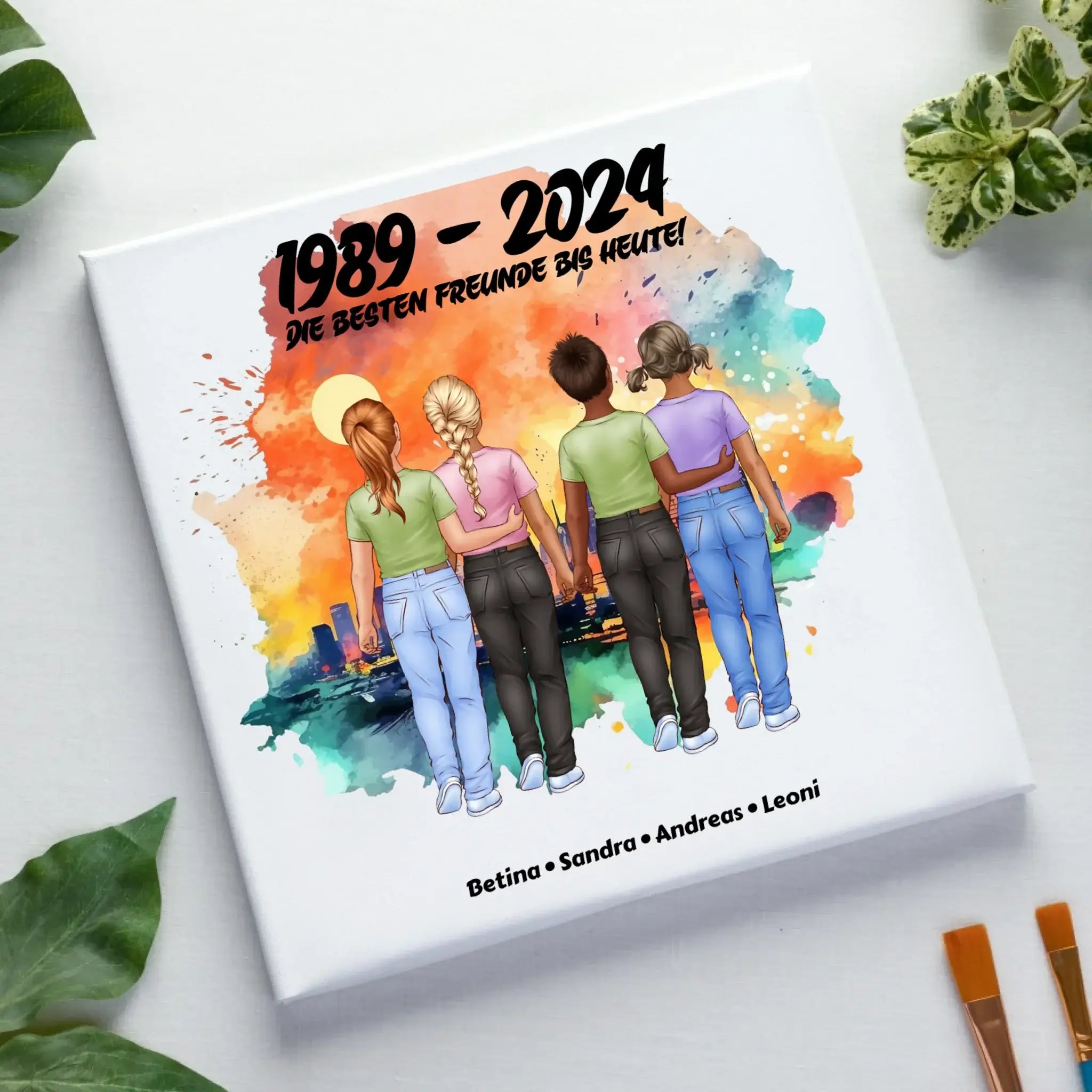 2-5 Freunde (Kids/Kinder) • Figuren gestalten • personalisiert • Leinwand 50x50 cm - Leinwand auf Holzkeilrahmen