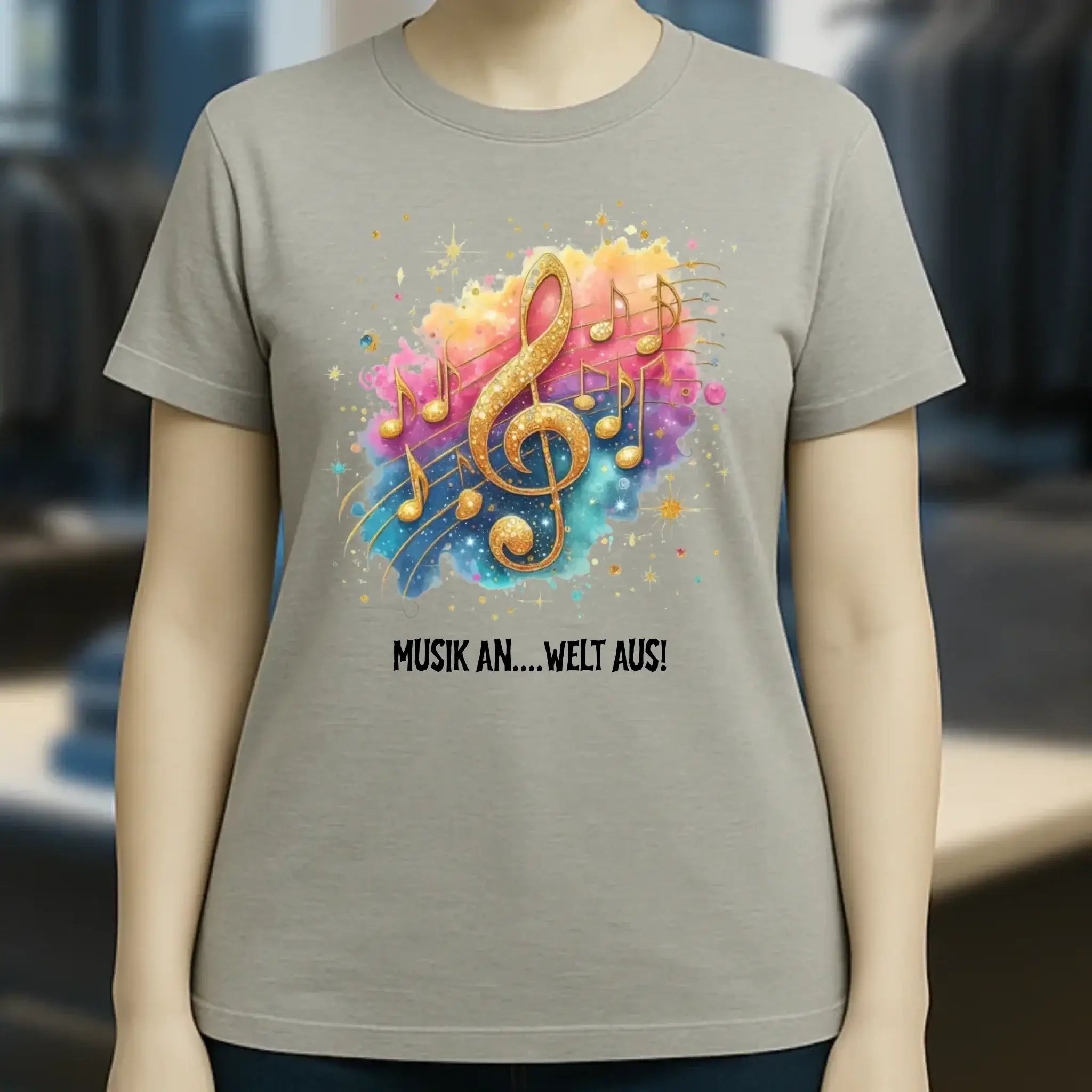 25 Motive zur Auswahl • Fantasy Music Notes • Noten • Musik • Ladies Premium T-Shirt XS-2XL aus Bio-Baumwolle für Damen • Exklusivdesign • personalisiert • Motivauswahl
