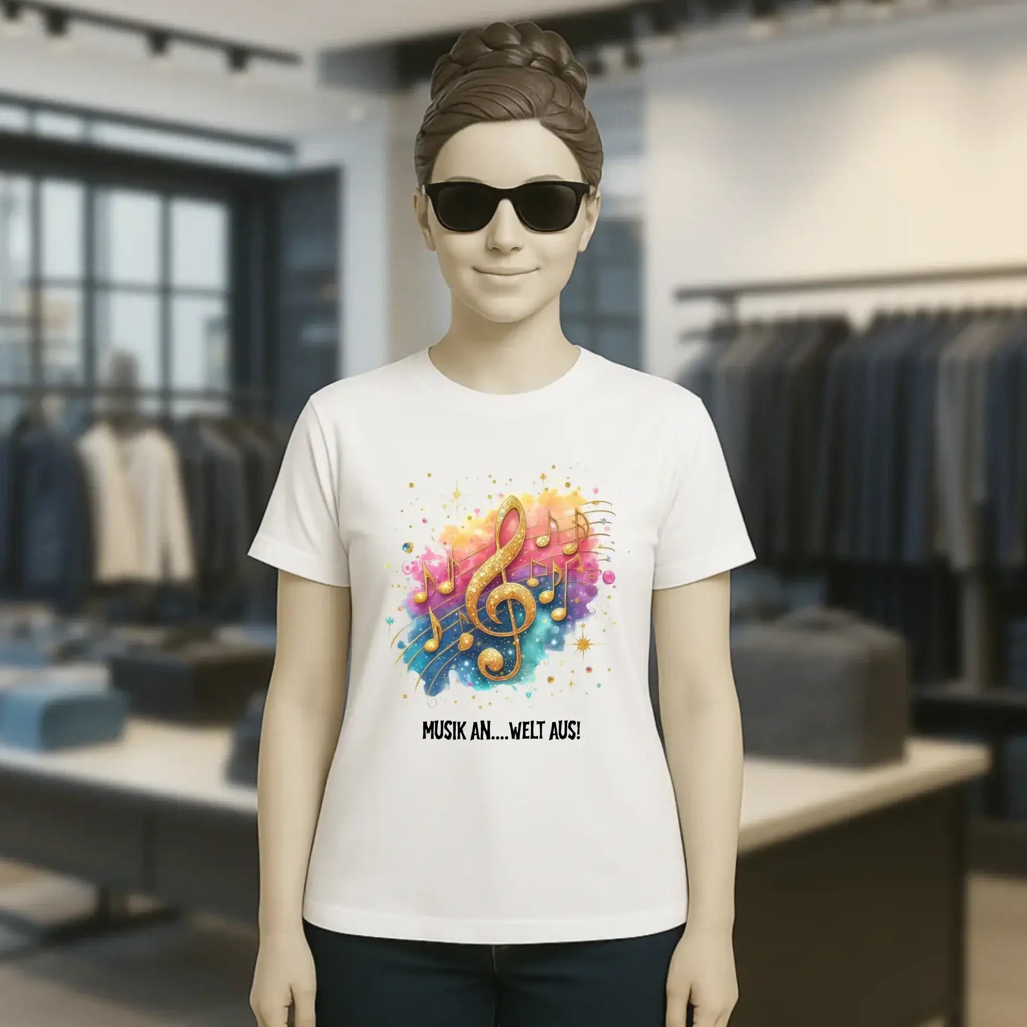 25 Motive zur Auswahl • Fantasy Music Notes • Noten • Musik • Ladies Premium T-Shirt XS-2XL aus Bio-Baumwolle für Damen • Exklusivdesign • personalisiert • Motivauswahl