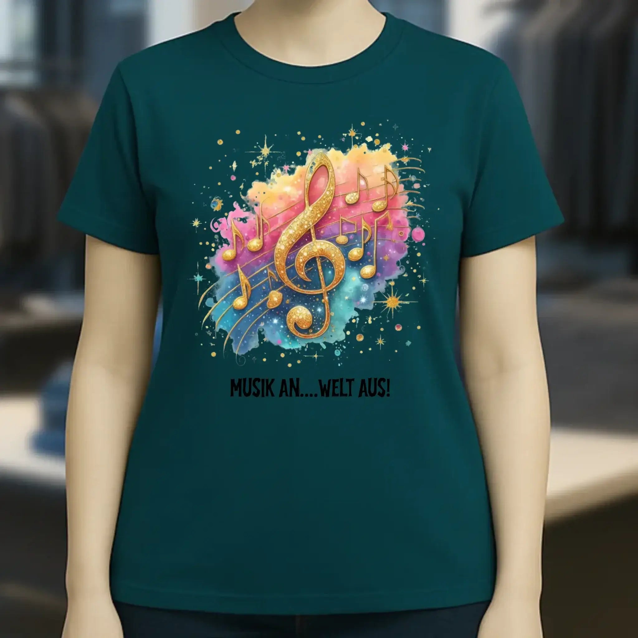 25 Motive zur Auswahl • Fantasy Music Notes • Noten • Musik • Ladies Premium T-Shirt XS-2XL aus Bio-Baumwolle für Damen • Exklusivdesign • personalisiert • Motivauswahl
