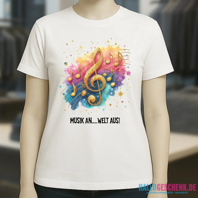 25 Motive zur Auswahl • Fantasy Music Notes • Noten • Musik • Ladies Premium T-Shirt XS-2XL aus Bio-Baumwolle für Damen • Exklusivdesign • personalisiert • Motivauswahl