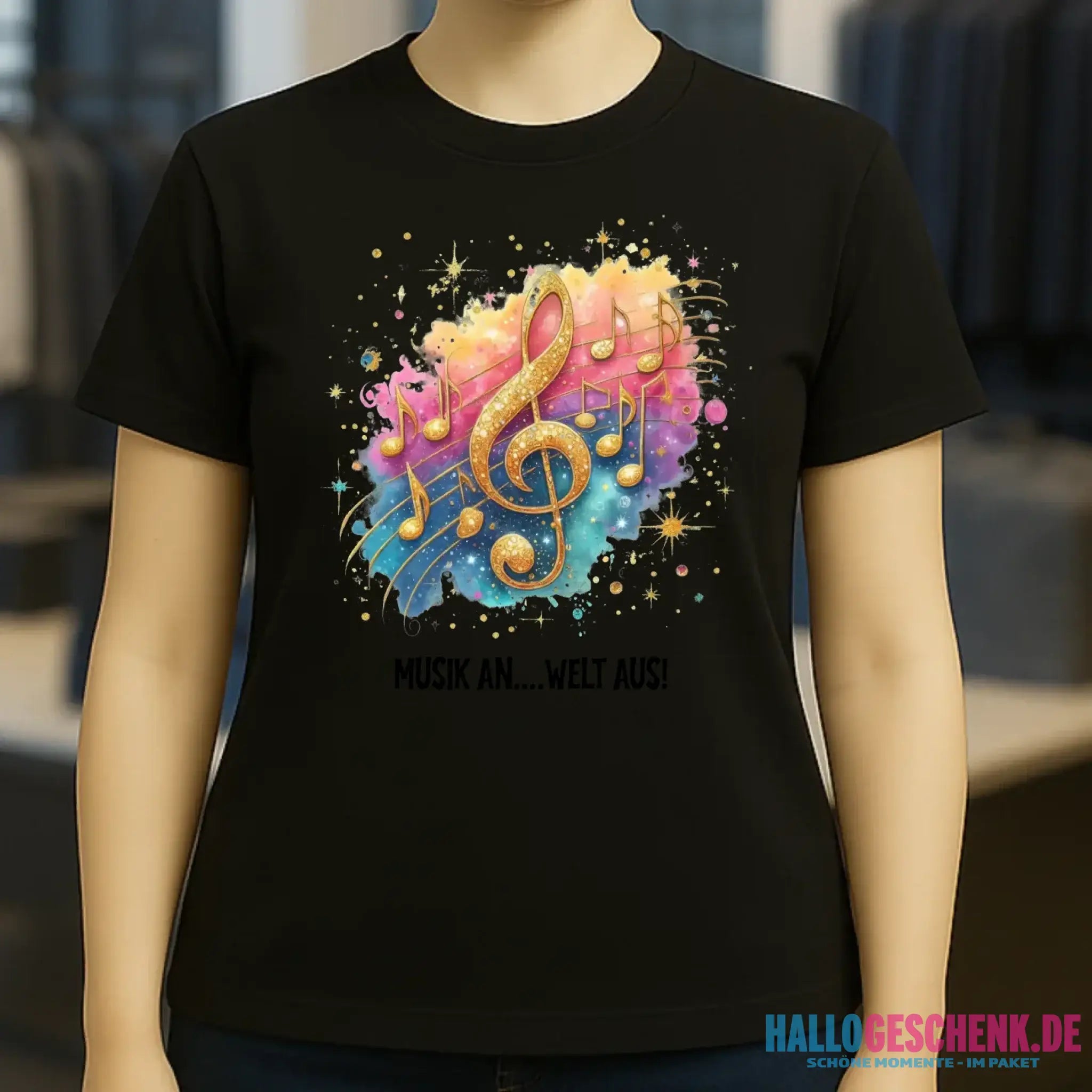 25 Motive zur Auswahl • Fantasy Music Notes • Noten • Musik • Ladies Premium T-Shirt XS-2XL aus Bio-Baumwolle für Damen • Exklusivdesign • personalisiert • Motivauswahl