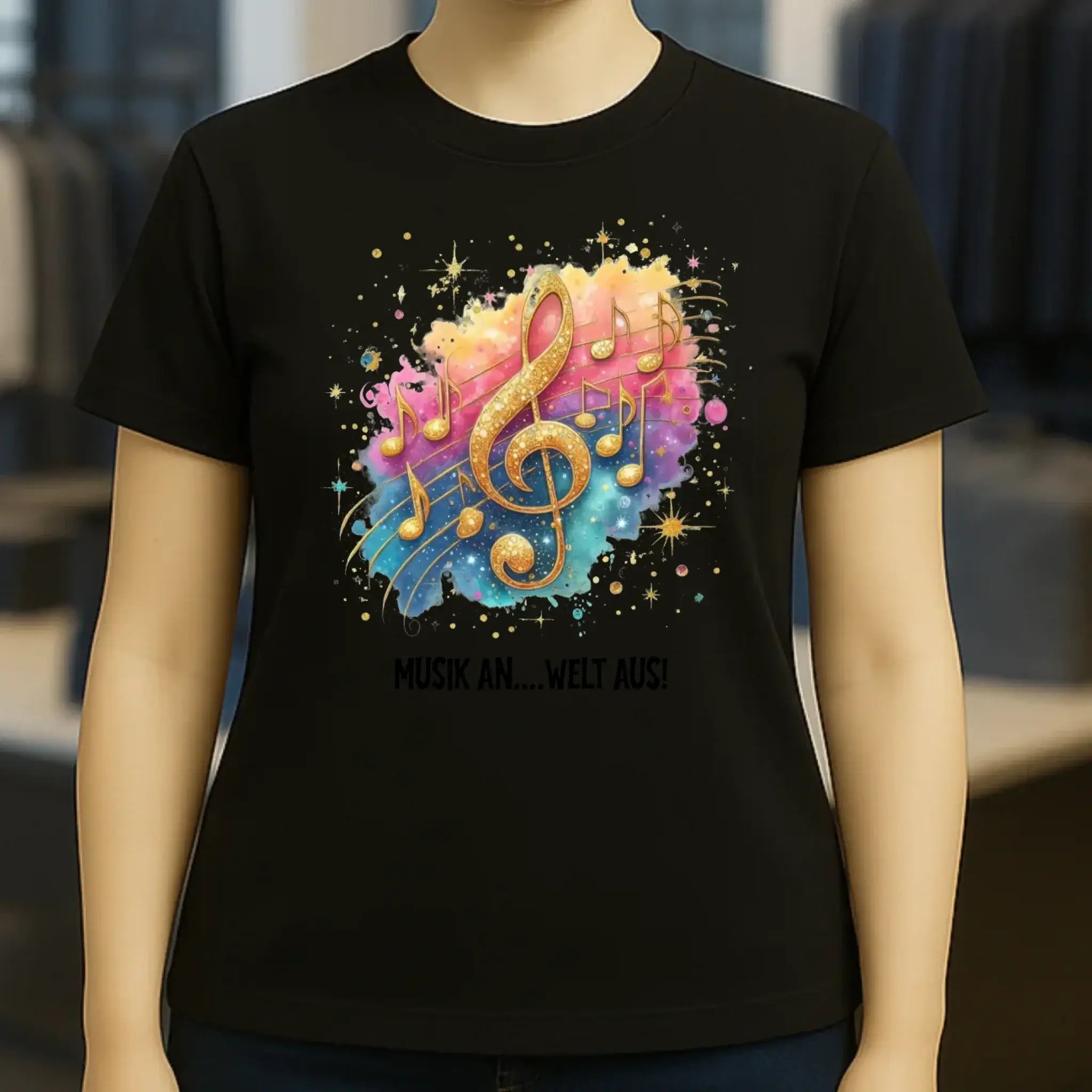 25 Motive zur Auswahl • Fantasy Music Notes • Noten • Musik • Ladies Premium T-Shirt XS-2XL aus Bio-Baumwolle für Damen • Exklusivdesign • personalisiert • Motivauswahl