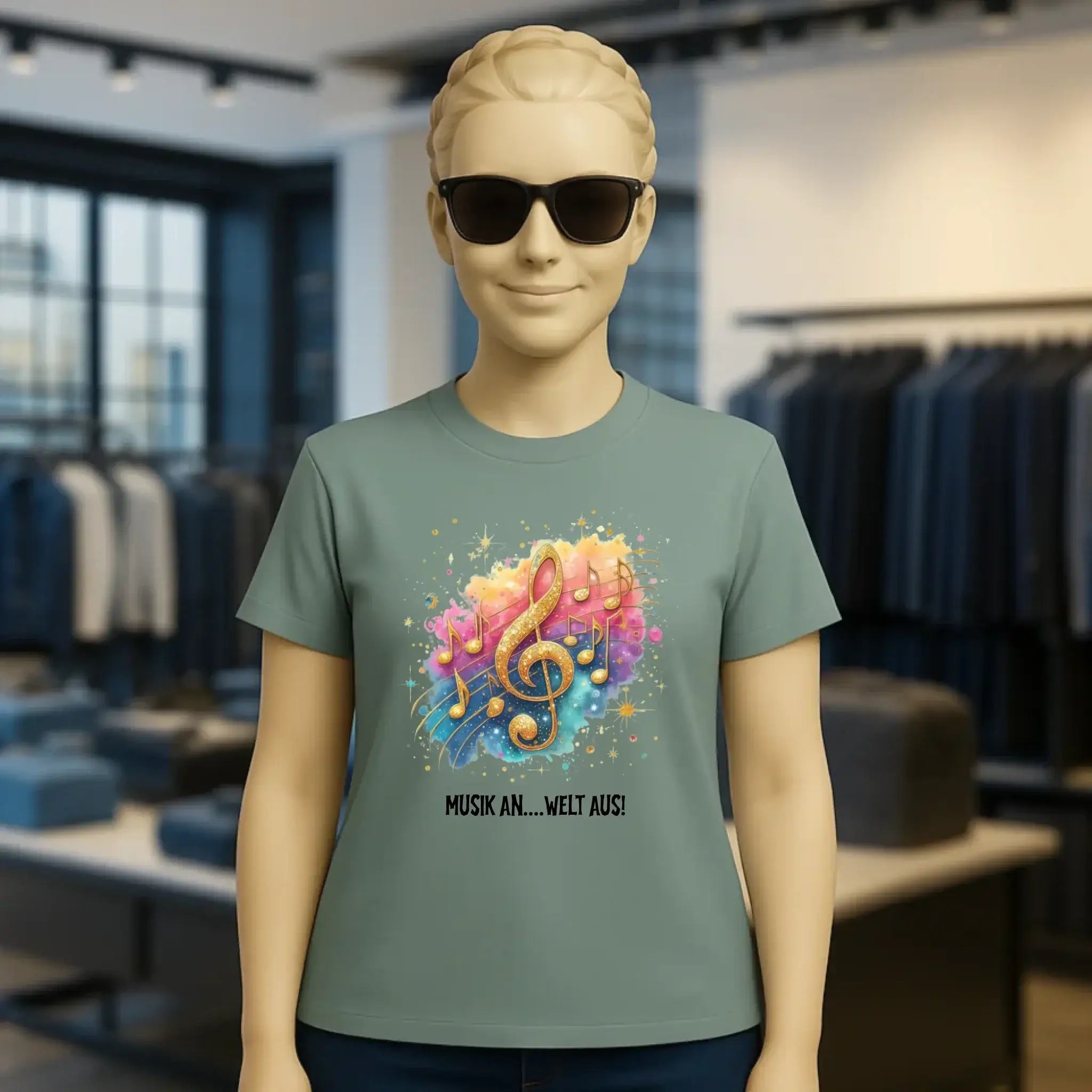 25 Motive zur Auswahl • Fantasy Music Notes • Noten • Musik • Ladies Premium T-Shirt XS-2XL aus Bio-Baumwolle für Damen • Exklusivdesign • personalisiert • Motivauswahl