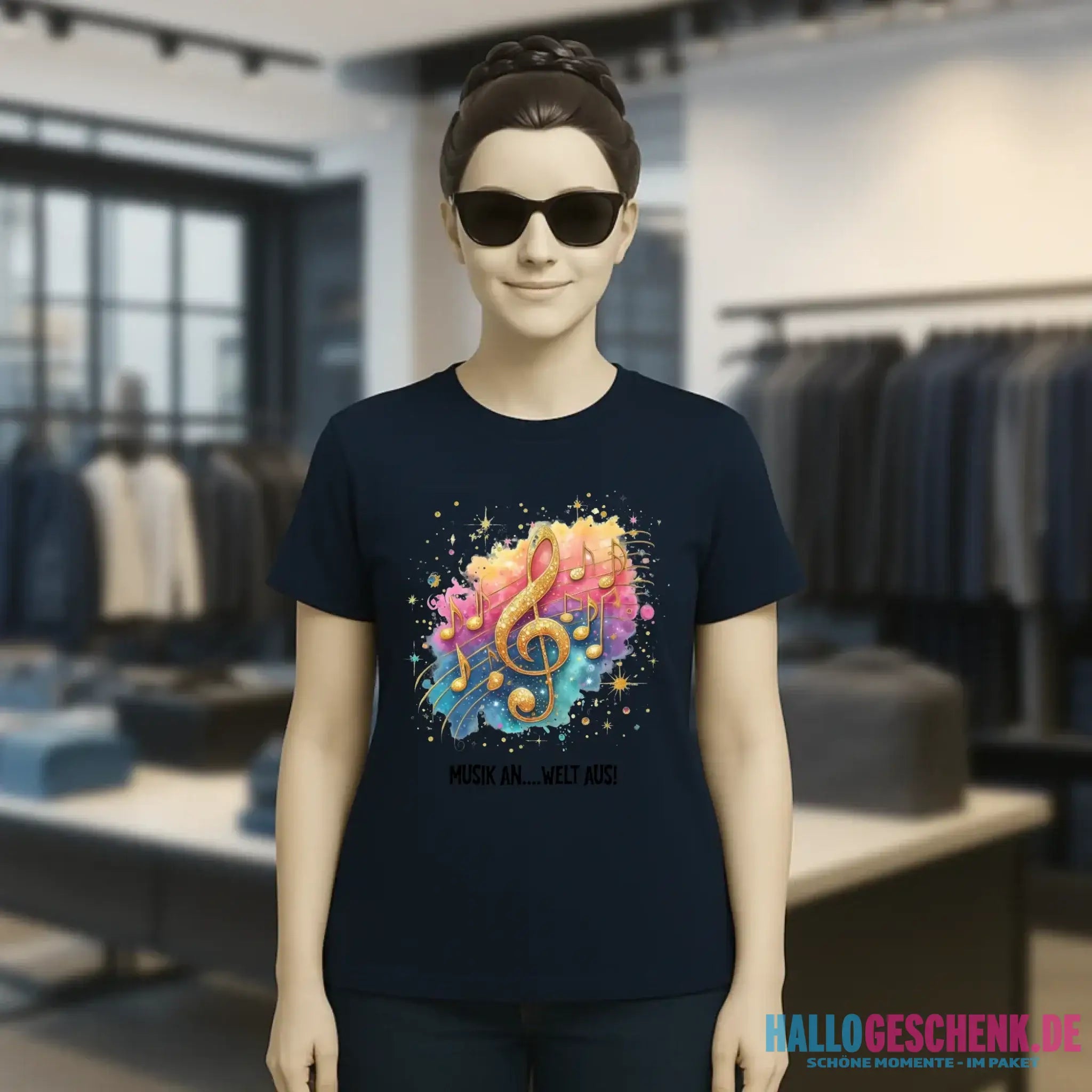 25 Motive zur Auswahl • Fantasy Music Notes • Noten • Musik • Ladies Premium T-Shirt XS-2XL aus Bio-Baumwolle für Damen • Exklusivdesign • personalisiert • Motivauswahl