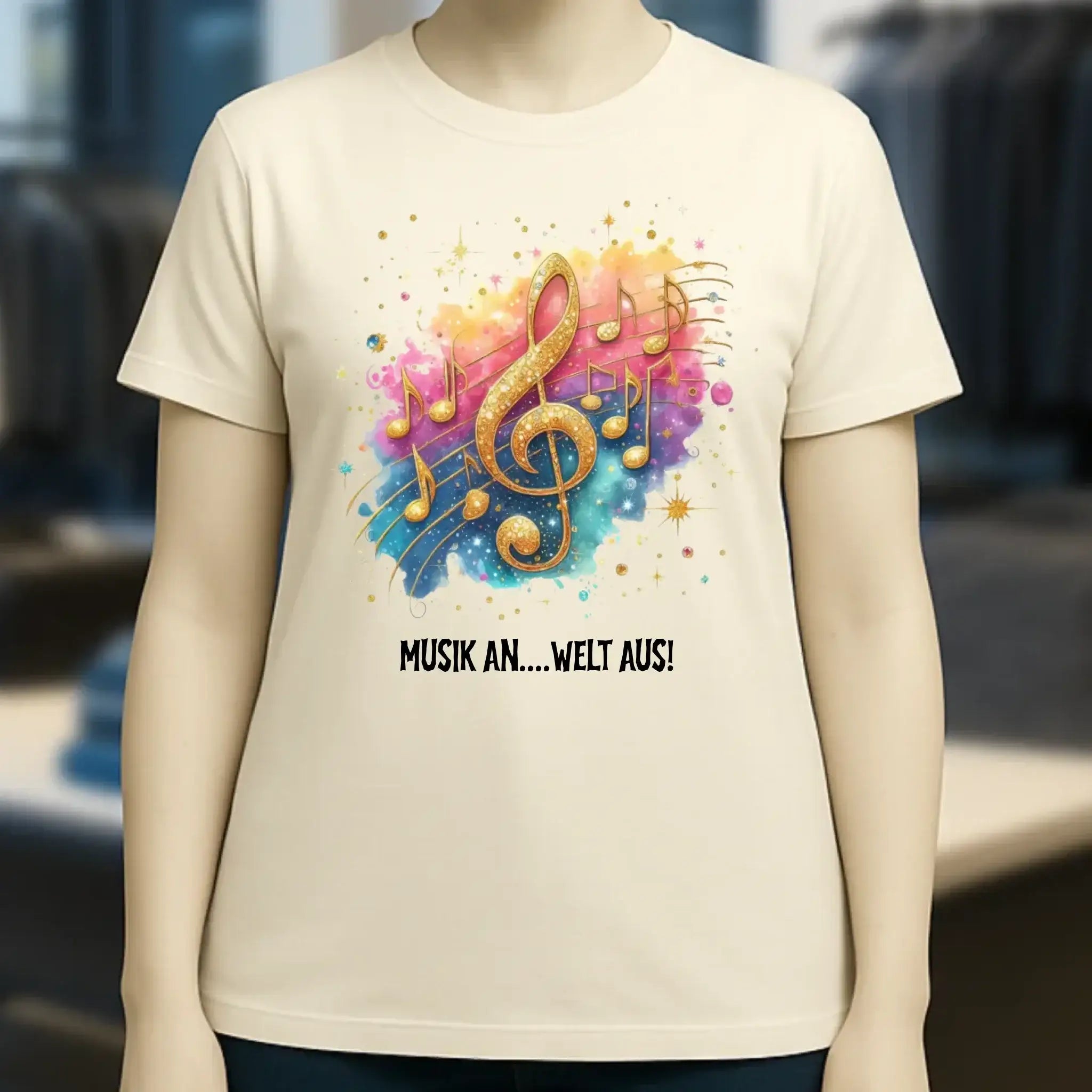 25 Motive zur Auswahl • Fantasy Music Notes • Noten • Musik • Ladies Premium T-Shirt XS-2XL aus Bio-Baumwolle für Damen • Exklusivdesign • personalisiert • Motivauswahl