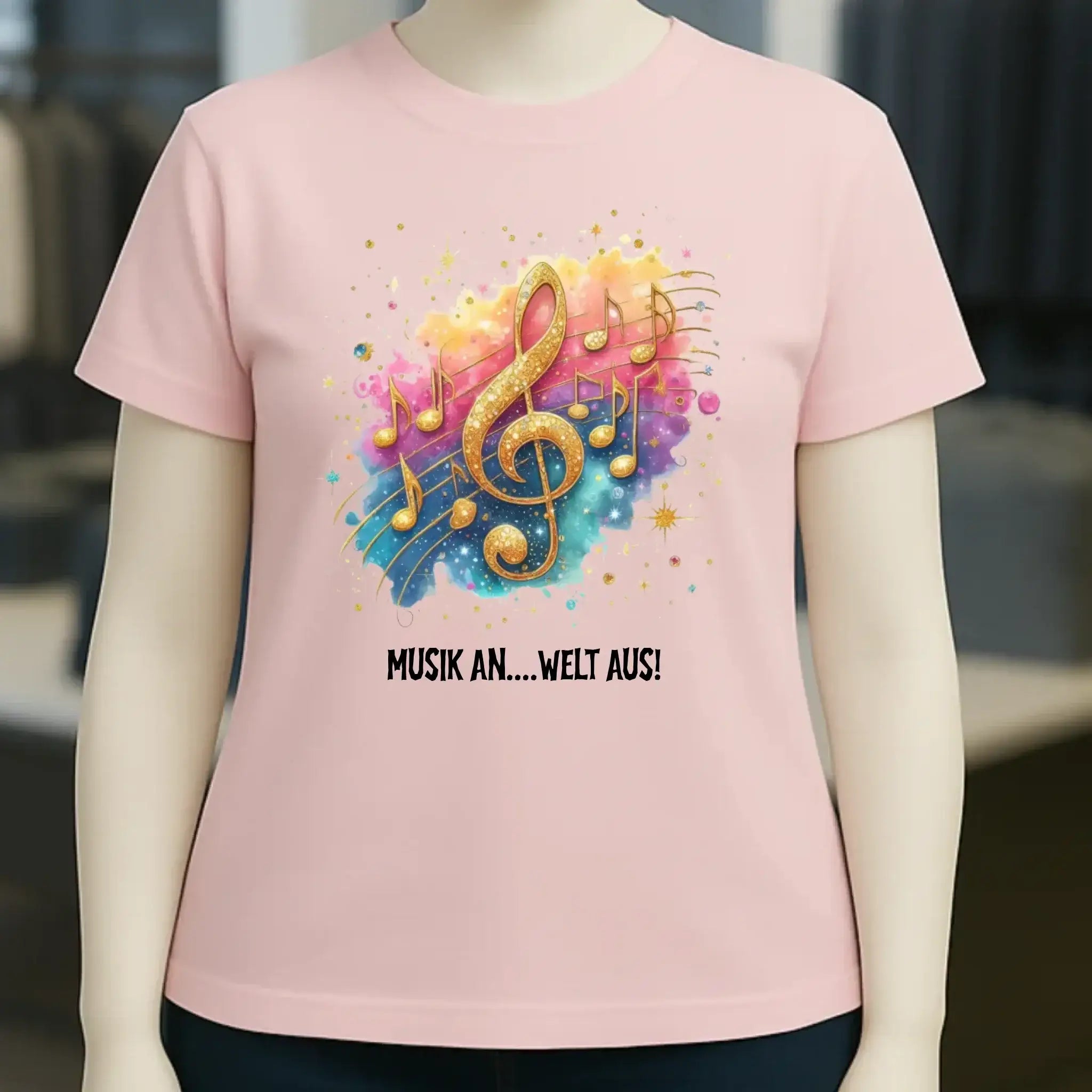 25 Motive zur Auswahl • Fantasy Music Notes • Noten • Musik • Ladies Premium T-Shirt XS-2XL aus Bio-Baumwolle für Damen • Exklusivdesign • personalisiert • Motivauswahl