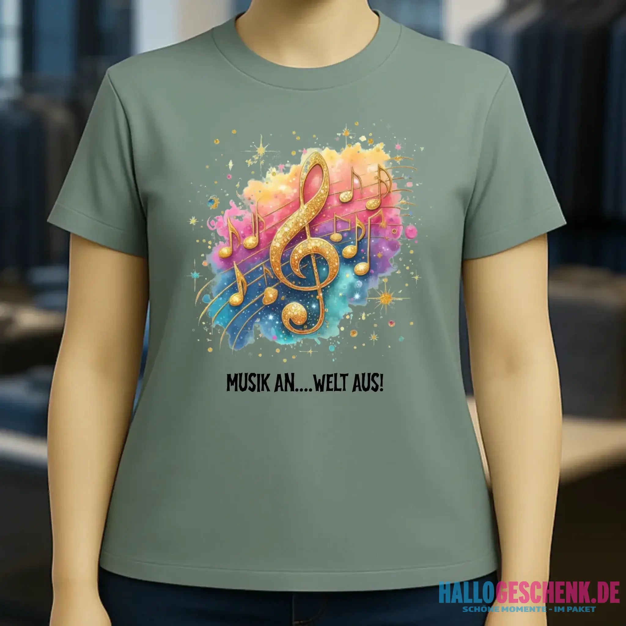 25 Motive zur Auswahl • Fantasy Music Notes • Noten • Musik • Ladies Premium T-Shirt XS-2XL aus Bio-Baumwolle für Damen • Exklusivdesign • personalisiert • Motivauswahl