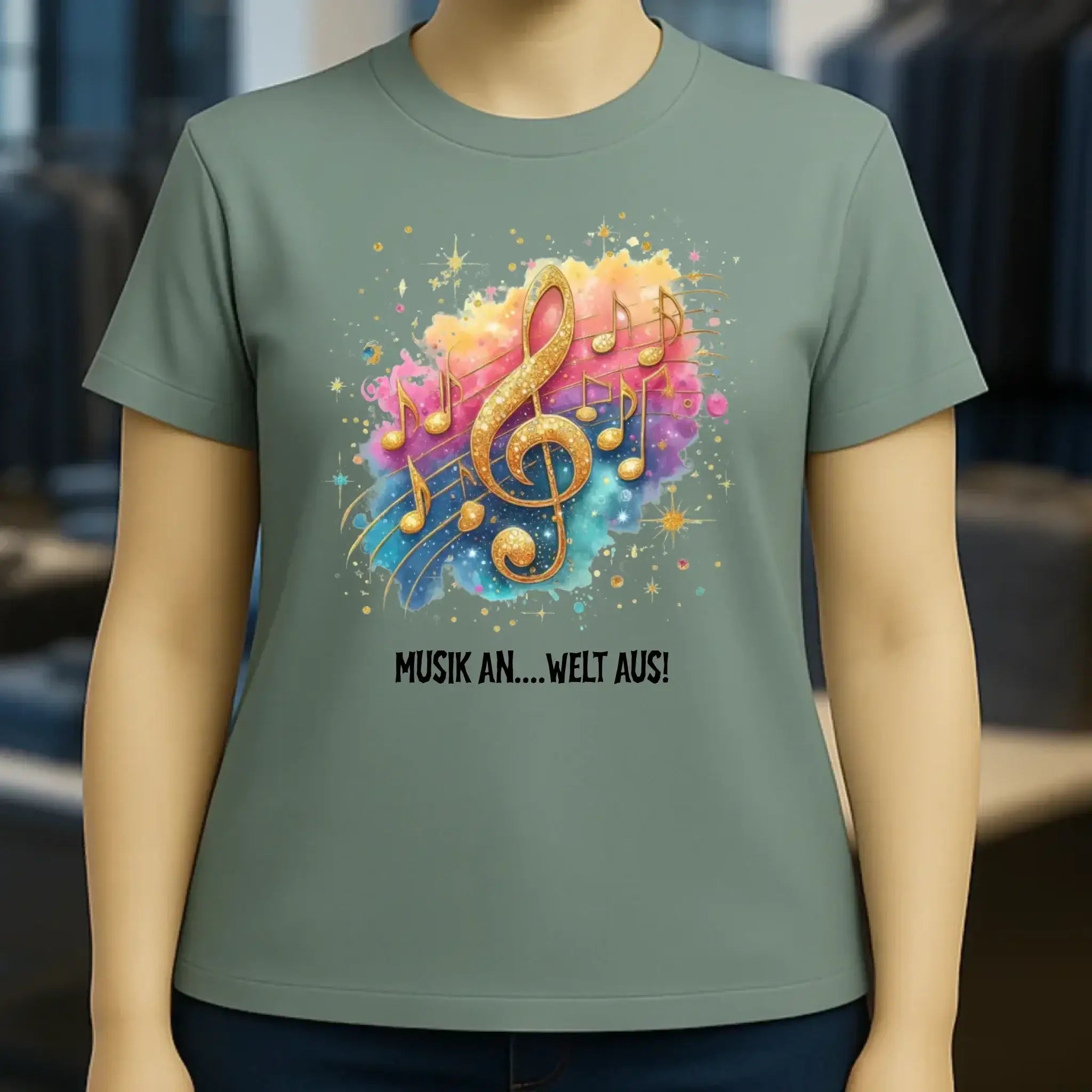 25 Motive zur Auswahl • Fantasy Music Notes • Noten • Musik • Ladies Premium T-Shirt XS-2XL aus Bio-Baumwolle für Damen • Exklusivdesign • personalisiert • Motivauswahl