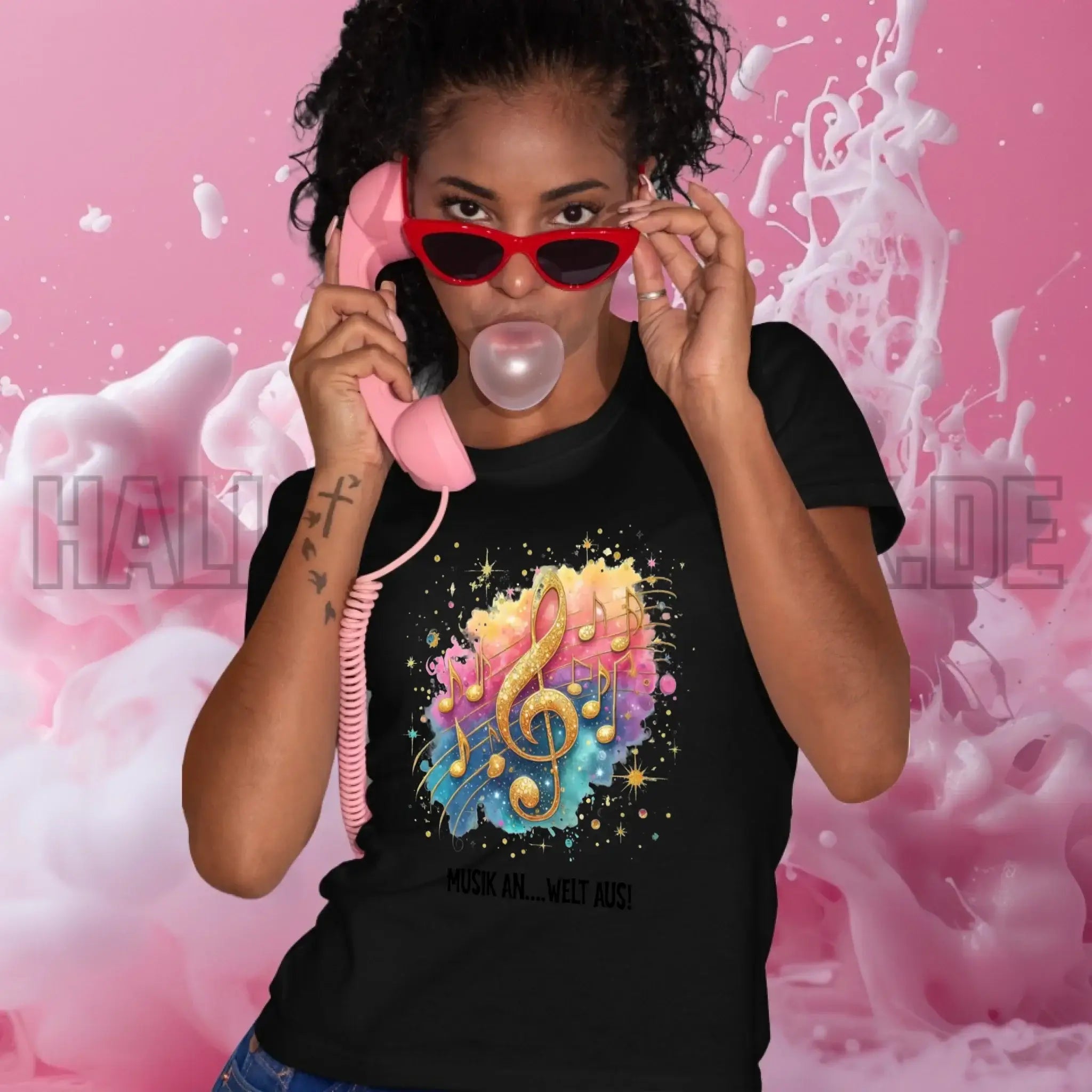 25 Motive zur Auswahl • Fantasy Music Notes • Noten • Musik • Ladies Premium T-Shirt XS-2XL aus Bio-Baumwolle für Damen • Exklusivdesign • personalisiert • Motivauswahl