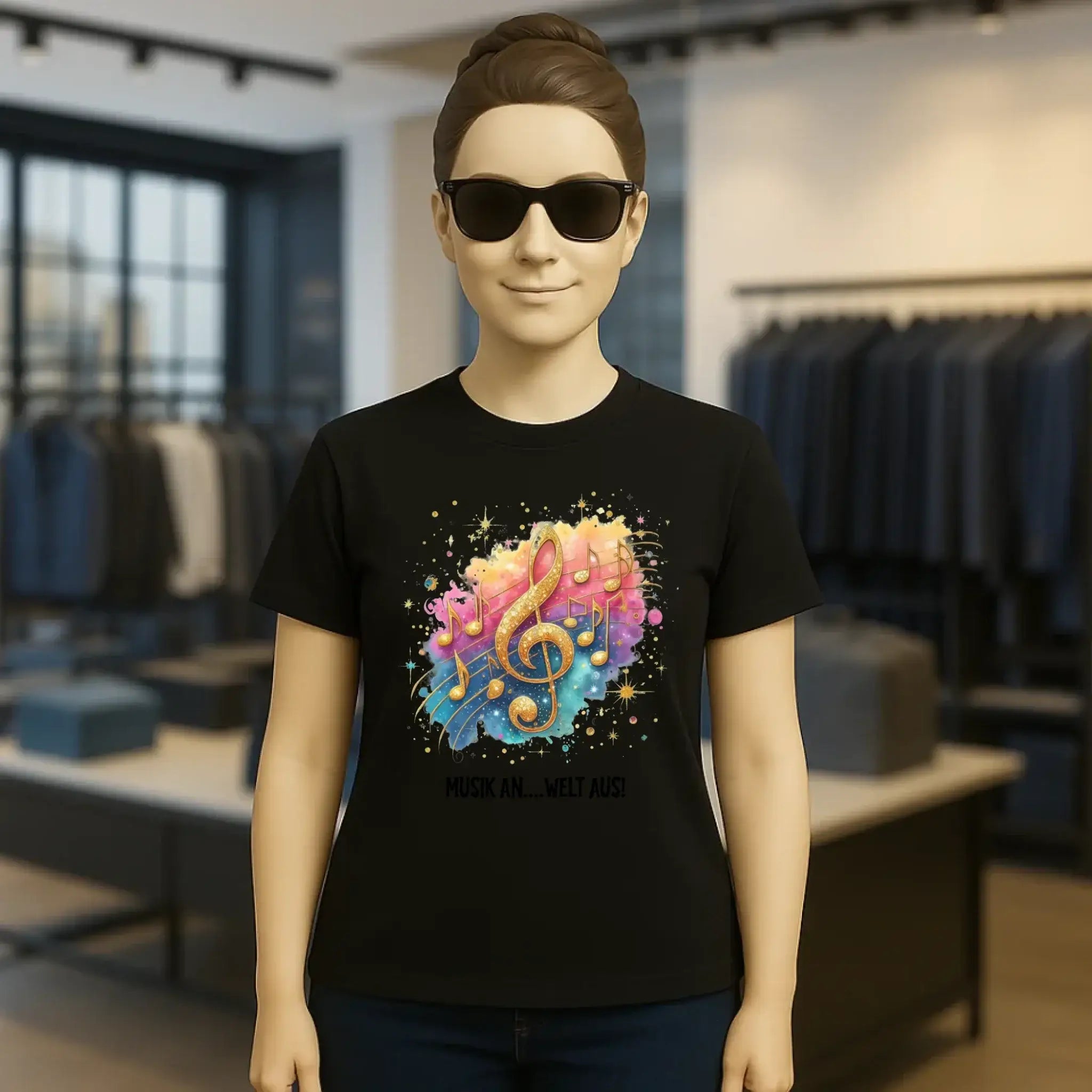 25 Motive zur Auswahl • Fantasy Music Notes • Noten • Musik • Ladies Premium T-Shirt XS-2XL aus Bio-Baumwolle für Damen • Exklusivdesign • personalisiert • Motivauswahl