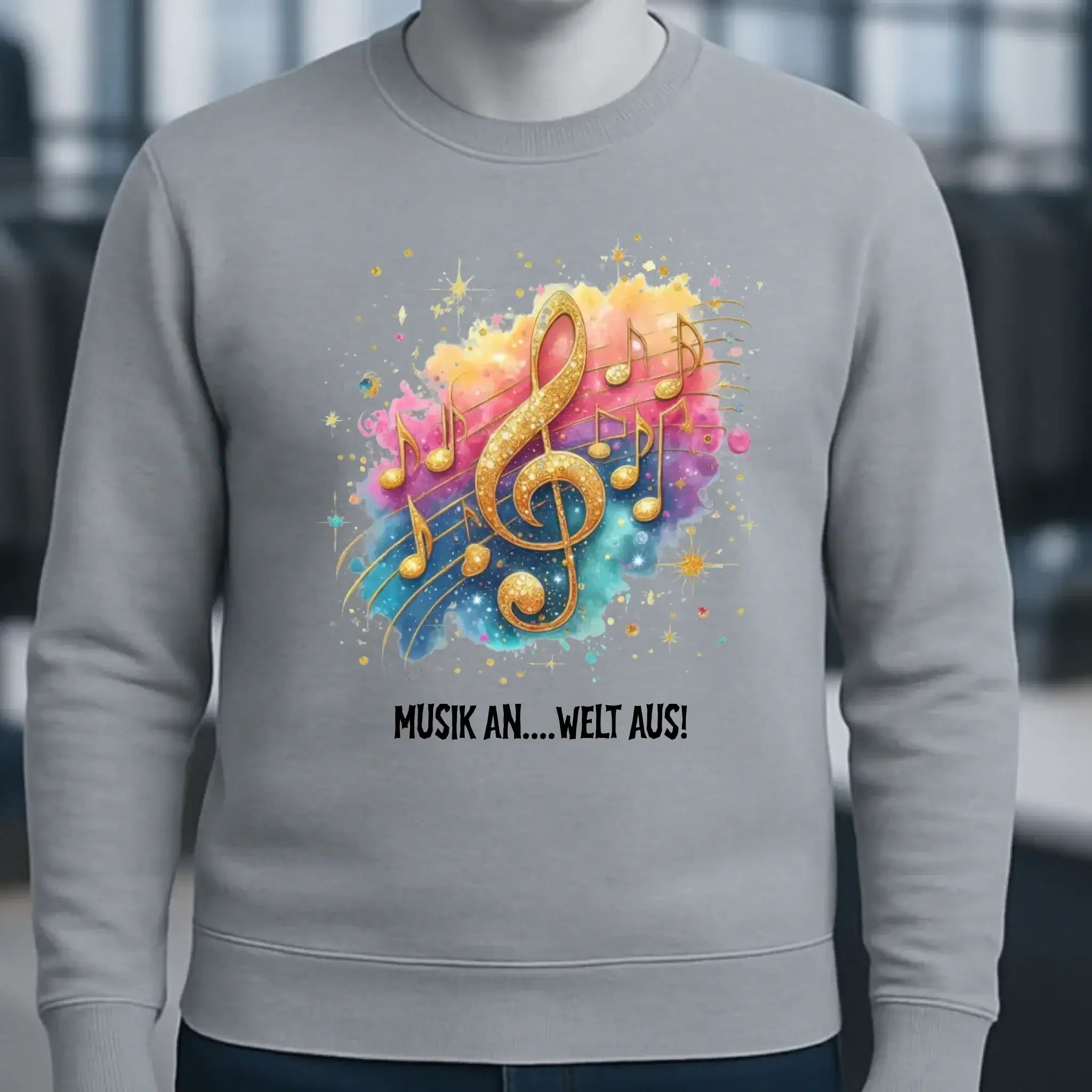 25 Motive zur Auswahl • Fantasy Music Notes • Noten • Musik • Unisex Sweatshirt Bio-Baumwolle in 4 Farben XS-3XL • personalisiert