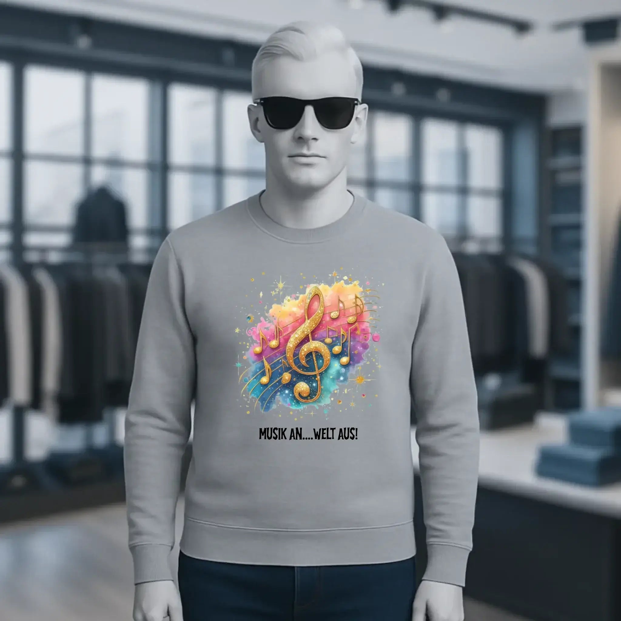 25 Motive zur Auswahl • Fantasy Music Notes • Noten • Musik • Unisex Sweatshirt Bio-Baumwolle in 4 Farben XS-3XL • personalisiert