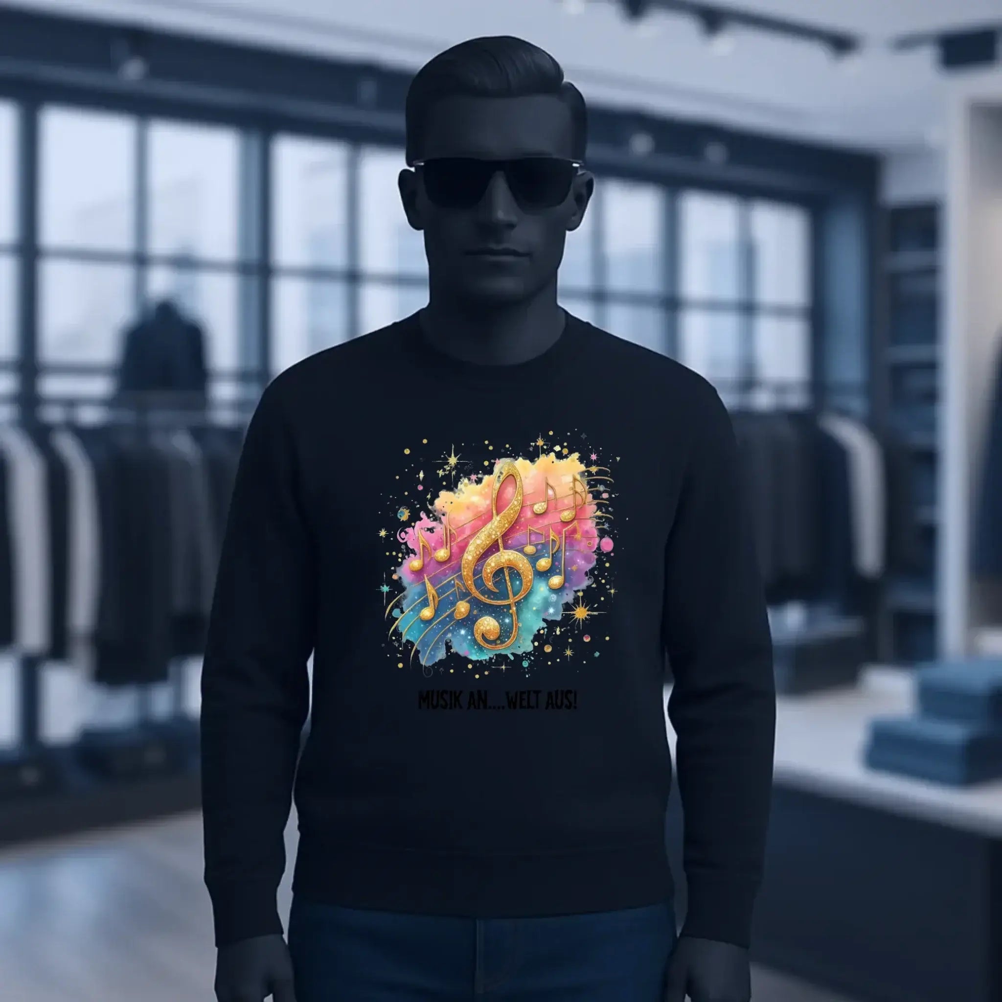 25 Motive zur Auswahl • Fantasy Music Notes • Noten • Musik • Unisex Sweatshirt Bio-Baumwolle in 4 Farben XS-3XL • personalisiert