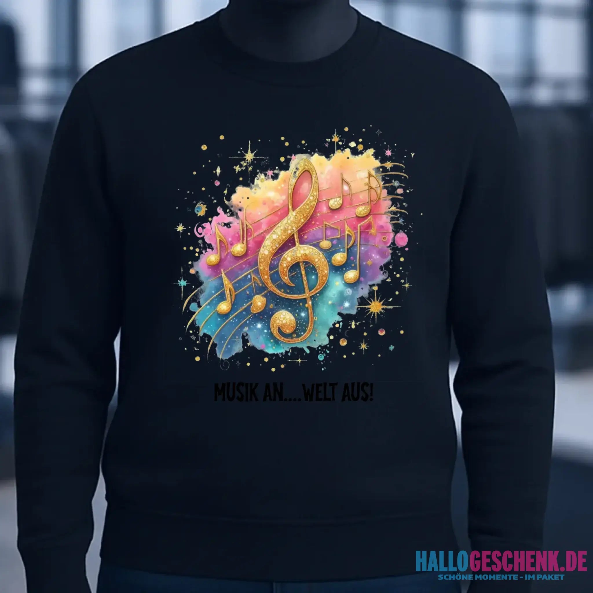 25 Motive zur Auswahl • Fantasy Music Notes • Noten • Musik • Unisex Sweatshirt Bio-Baumwolle in 4 Farben XS-3XL • personalisiert