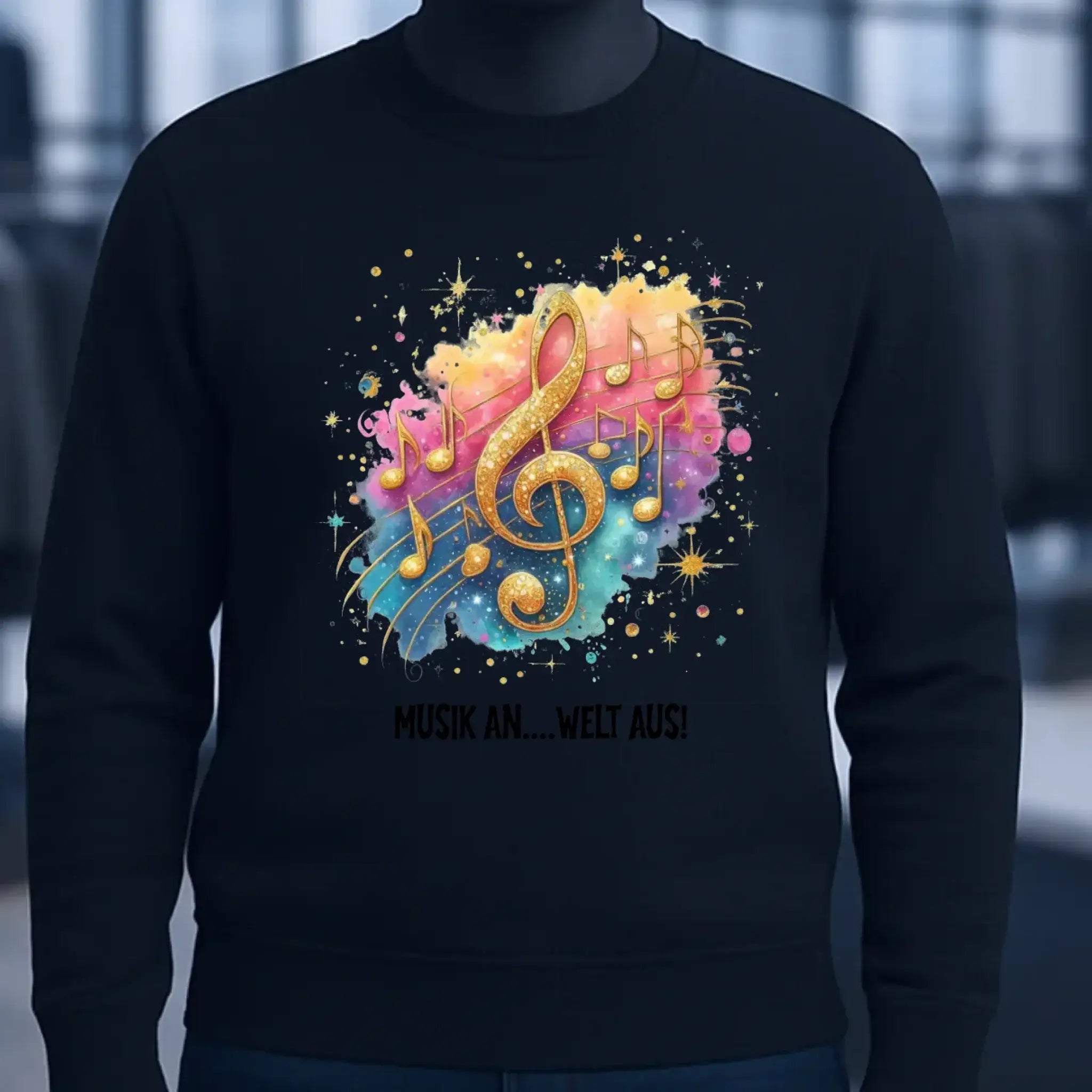 25 Motive zur Auswahl • Fantasy Music Notes • Noten • Musik • Unisex Sweatshirt Bio-Baumwolle in 4 Farben XS-3XL • personalisiert