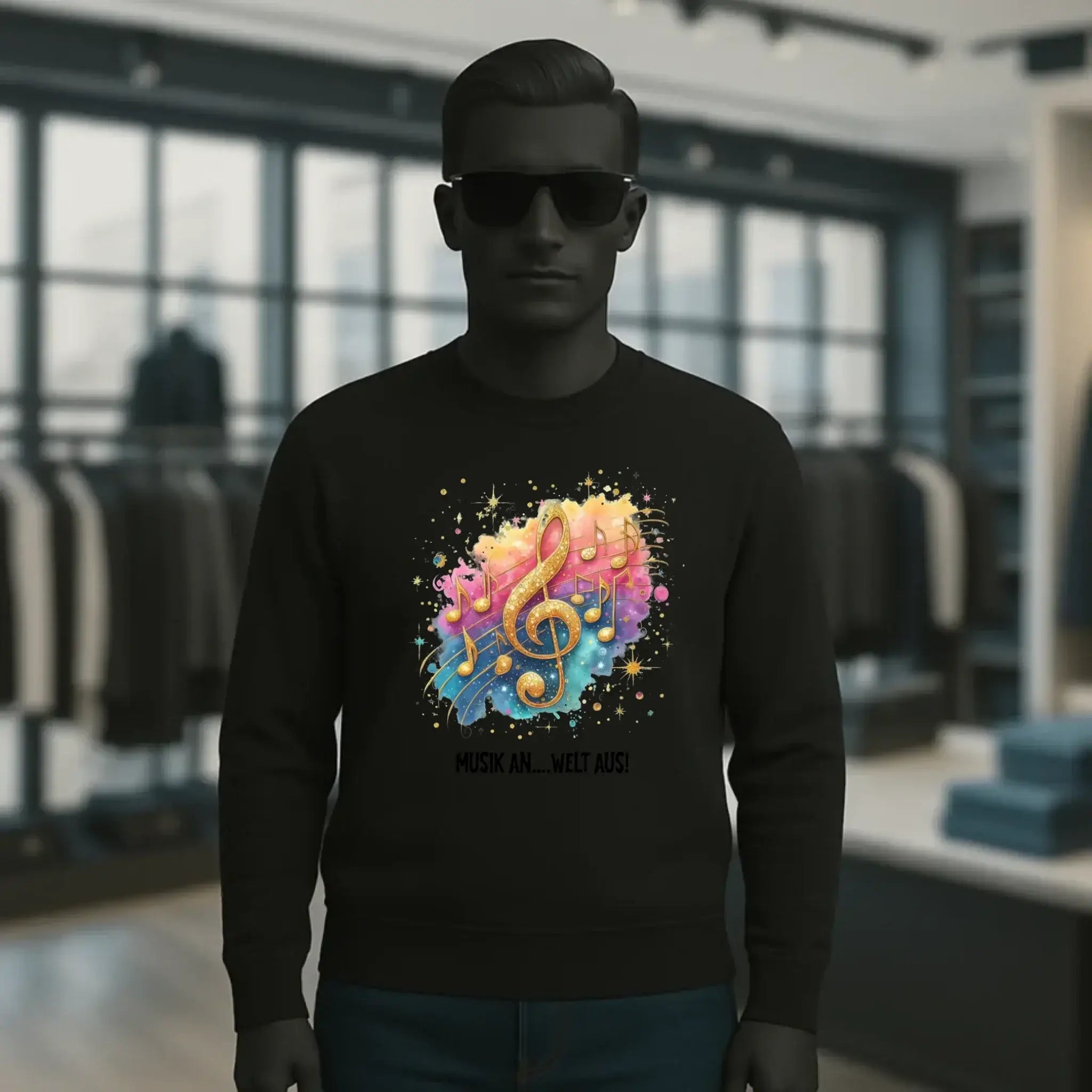 25 Motive zur Auswahl • Fantasy Music Notes • Noten • Musik • Unisex Sweatshirt Bio-Baumwolle in 4 Farben XS-3XL • personalisiert