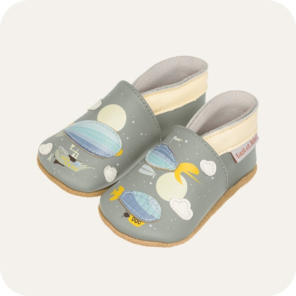 Zeppelin-Babyhausschuhe aus weichem Leder