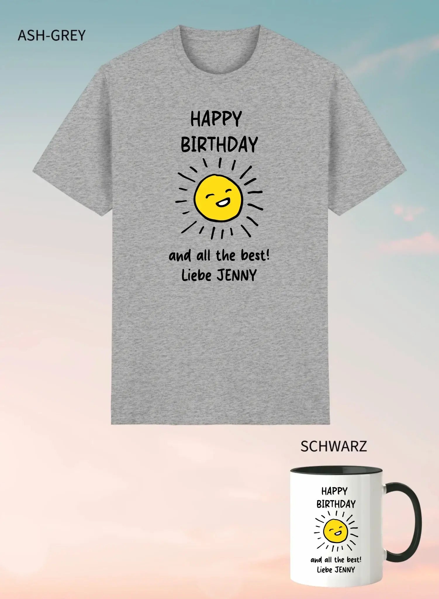 2er Geschenkset • Gestalte ein Fotomotiv • personalisierbar • Unisex T-Shirt + Tasse - Motiv ohne Foto