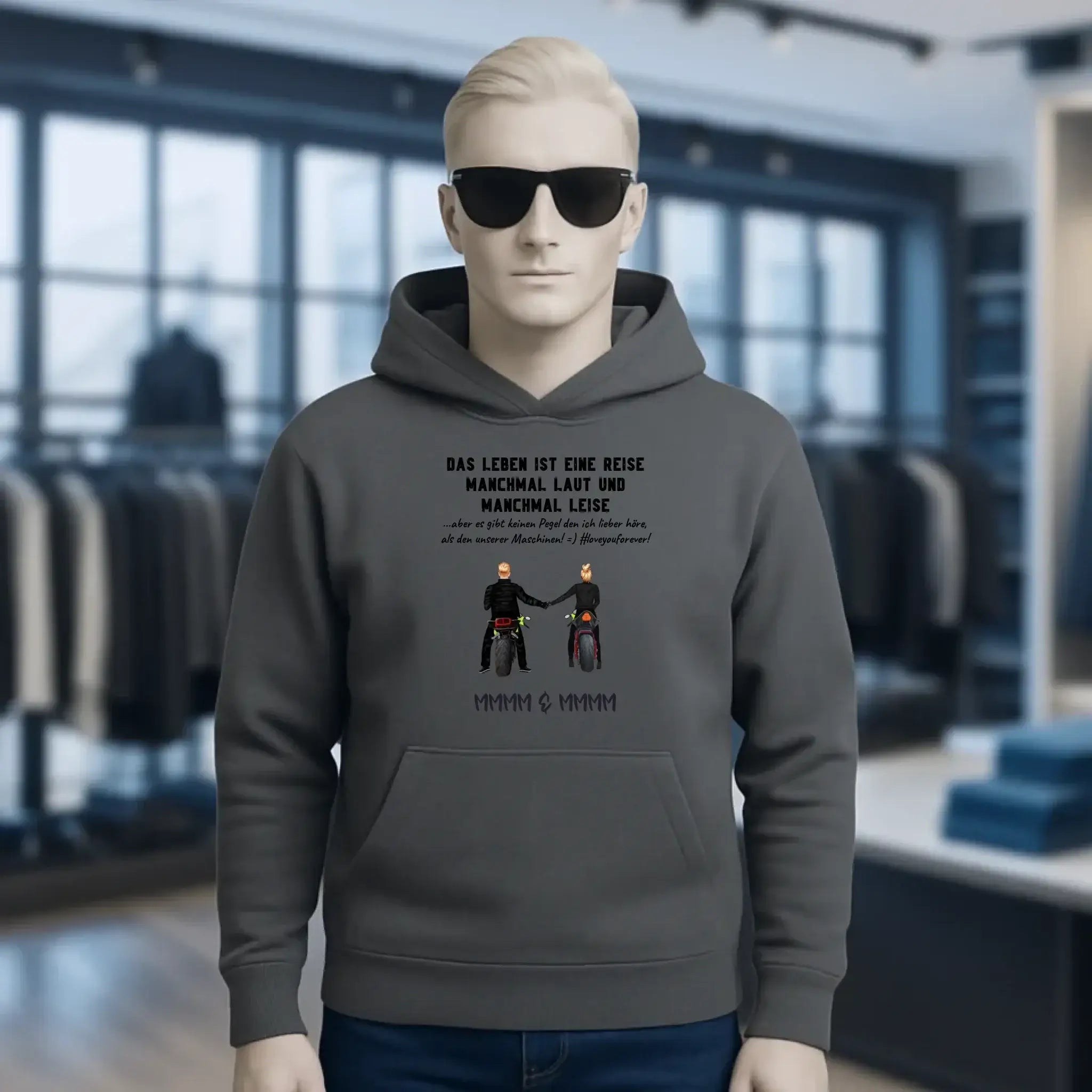 2in1: Paar Designer • Motorrad Couple • Unisex Premium Hoodie XS-5XL aus Bio-Baumwolle für Damen & Herren