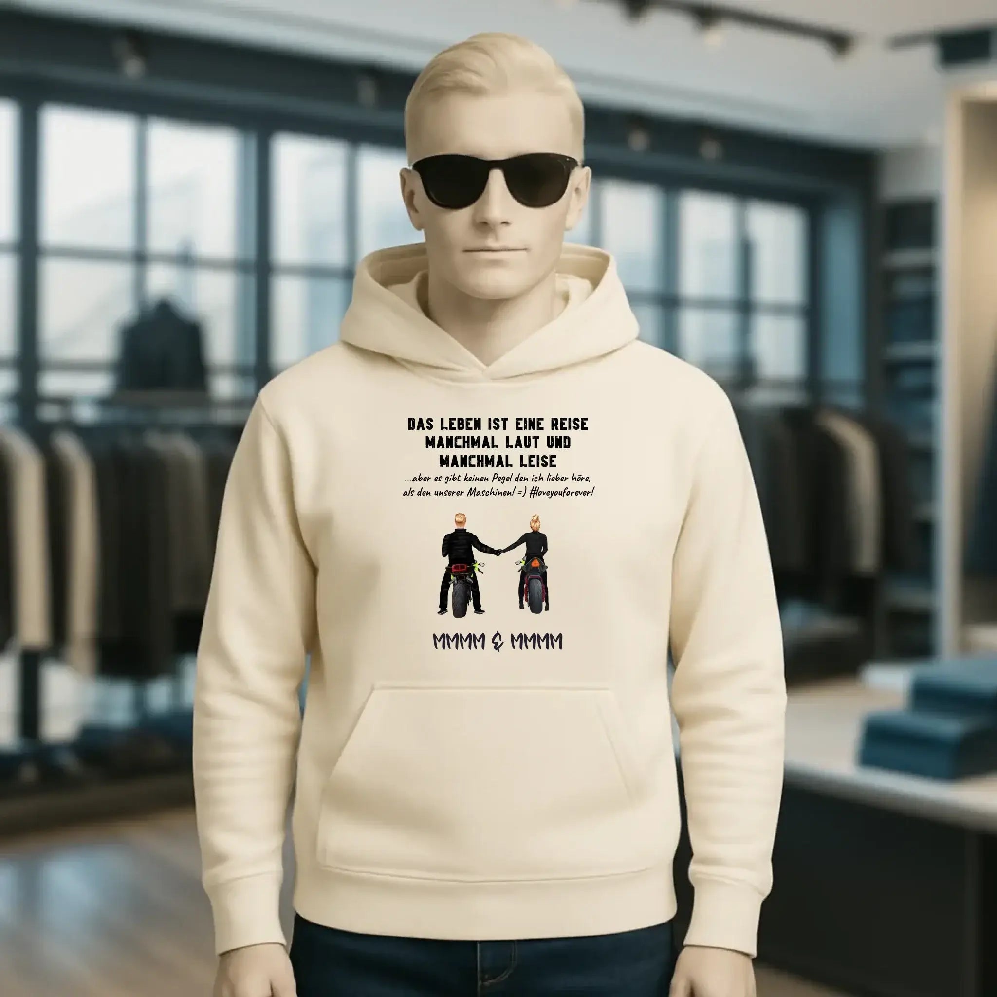 2in1: Paar Designer • Motorrad Couple • Unisex Premium Hoodie XS-5XL aus Bio-Baumwolle für Damen & Herren