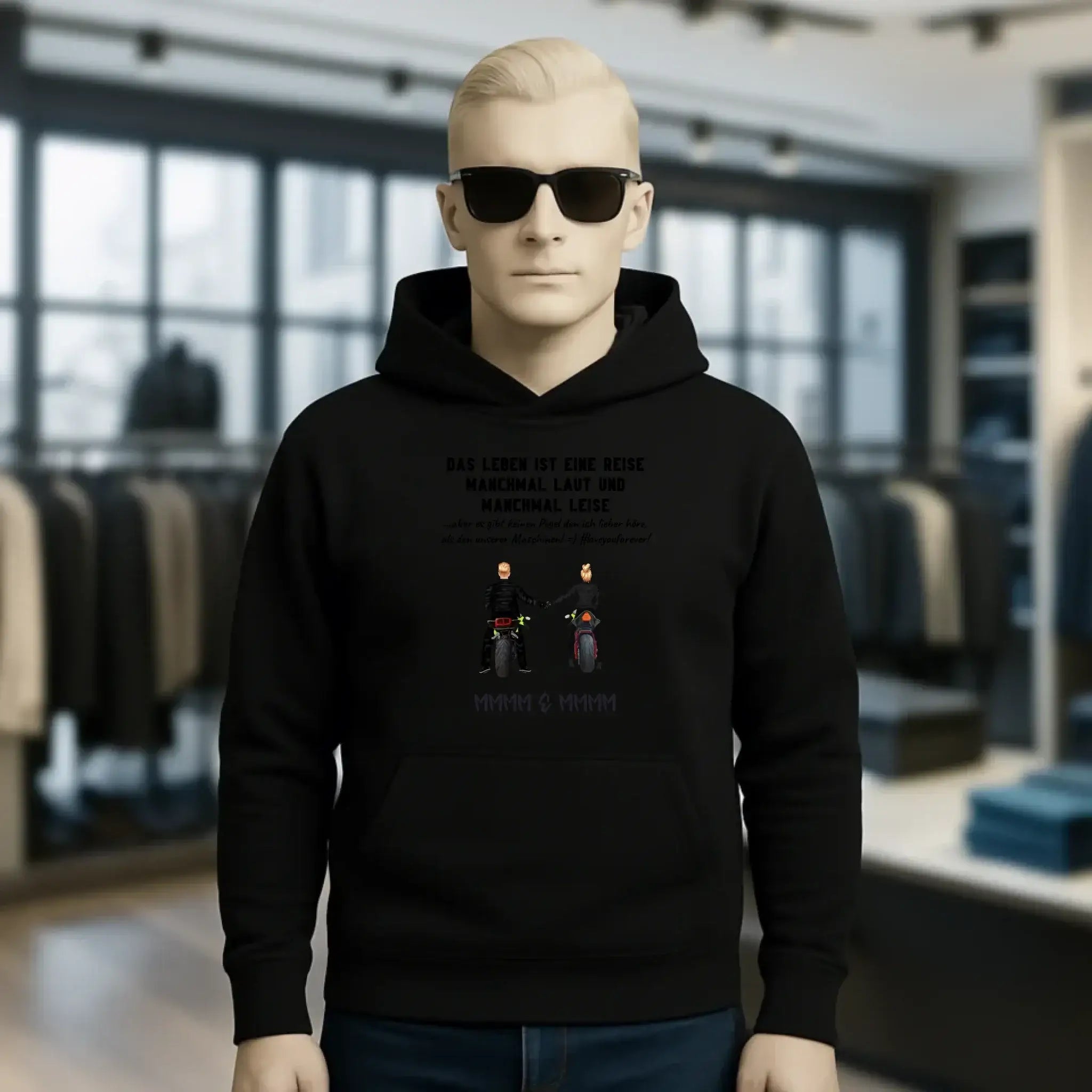 2in1: Paar Designer • Motorrad Couple • Unisex Premium Hoodie XS-5XL aus Bio-Baumwolle für Damen & Herren