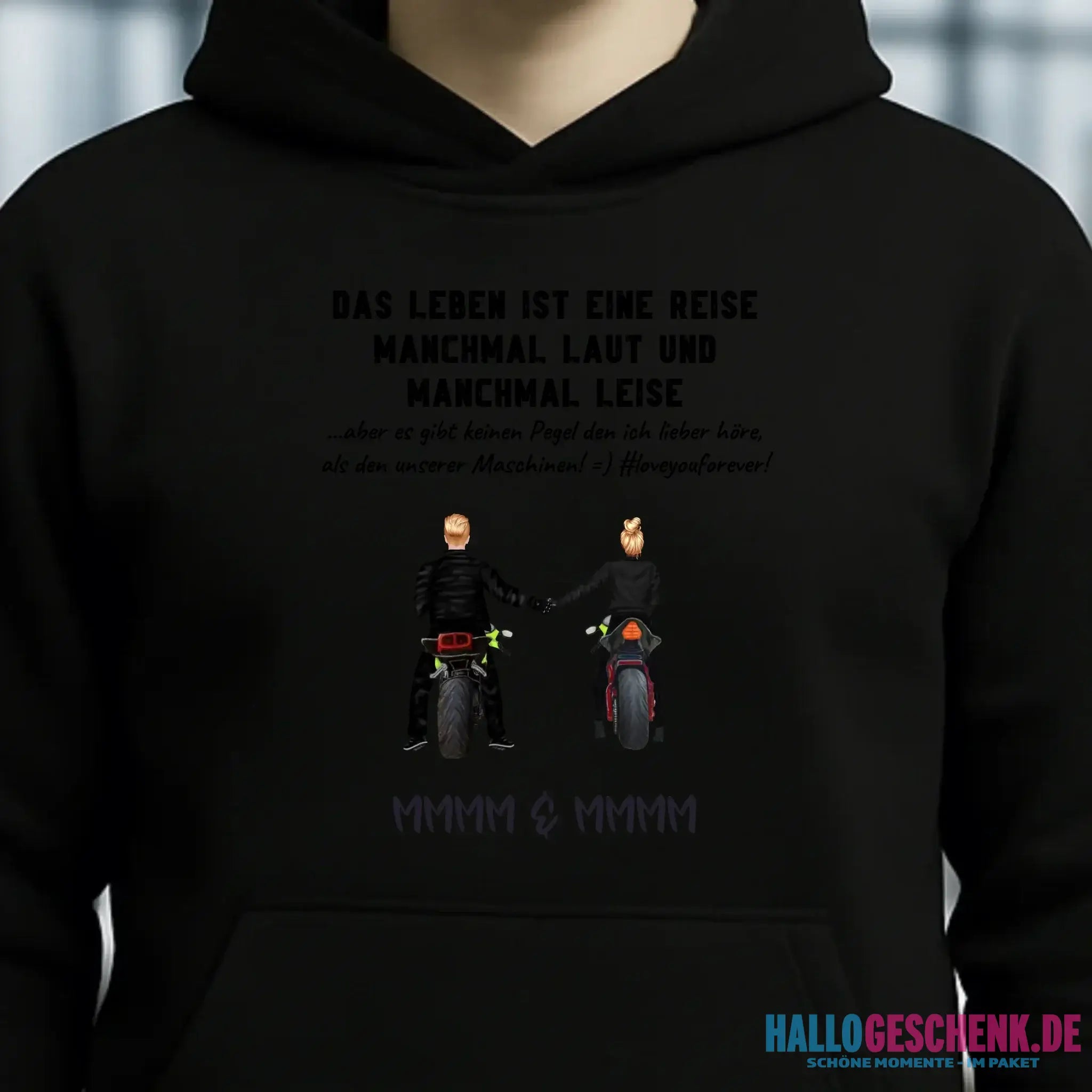 2in1: Paar Designer • Motorrad Couple • Unisex Premium Hoodie XS-5XL aus Bio-Baumwolle für Damen & Herren