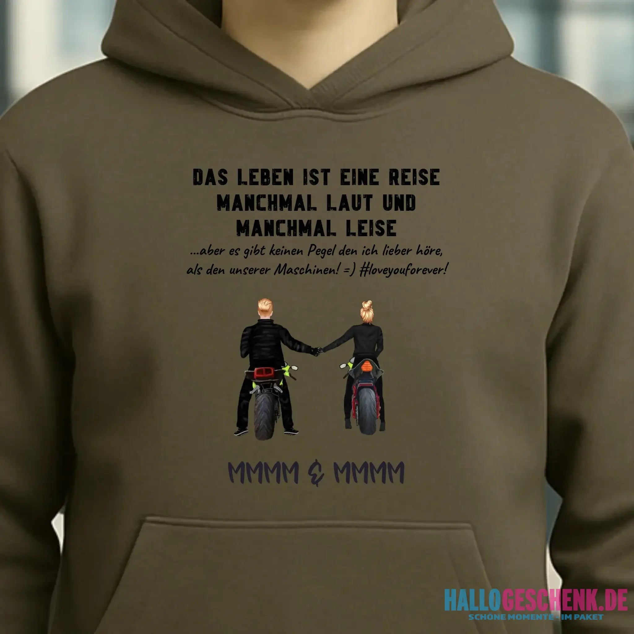 2in1: Paar Designer • Motorrad Couple • Unisex Premium Hoodie XS-5XL aus Bio-Baumwolle für Damen & Herren