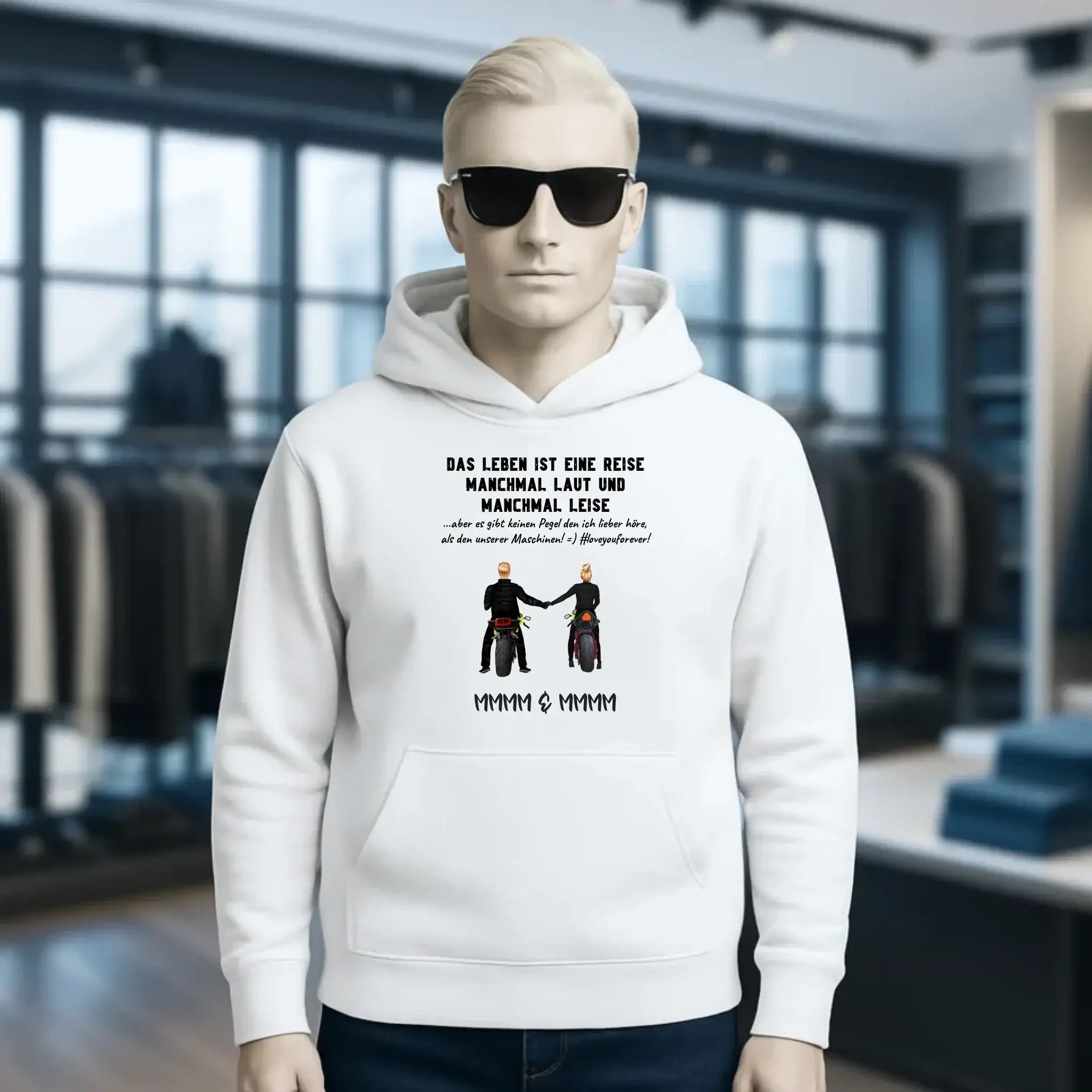 2in1: Paar Designer • Motorrad Couple • Unisex Premium Hoodie XS-5XL aus Bio-Baumwolle für Damen & Herren