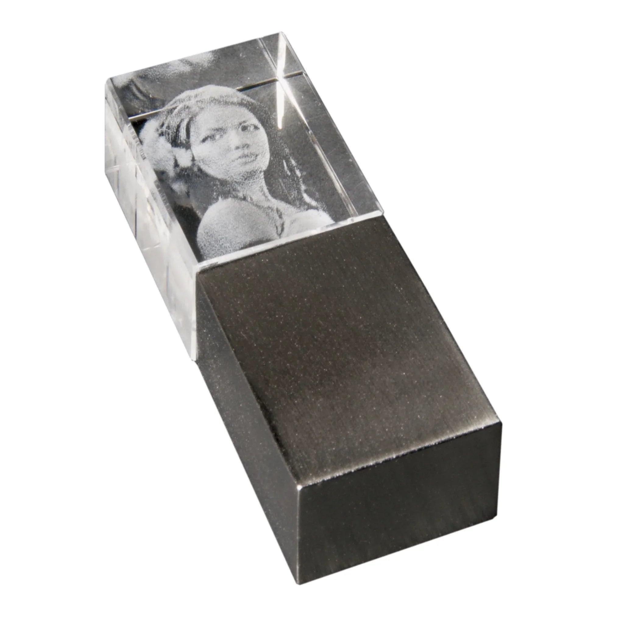 3D Foto USB Stick mit Beleuchtung 16GB • Lasergravur (personalisierbare Fotogeschenke) - Glas / personalisierbare