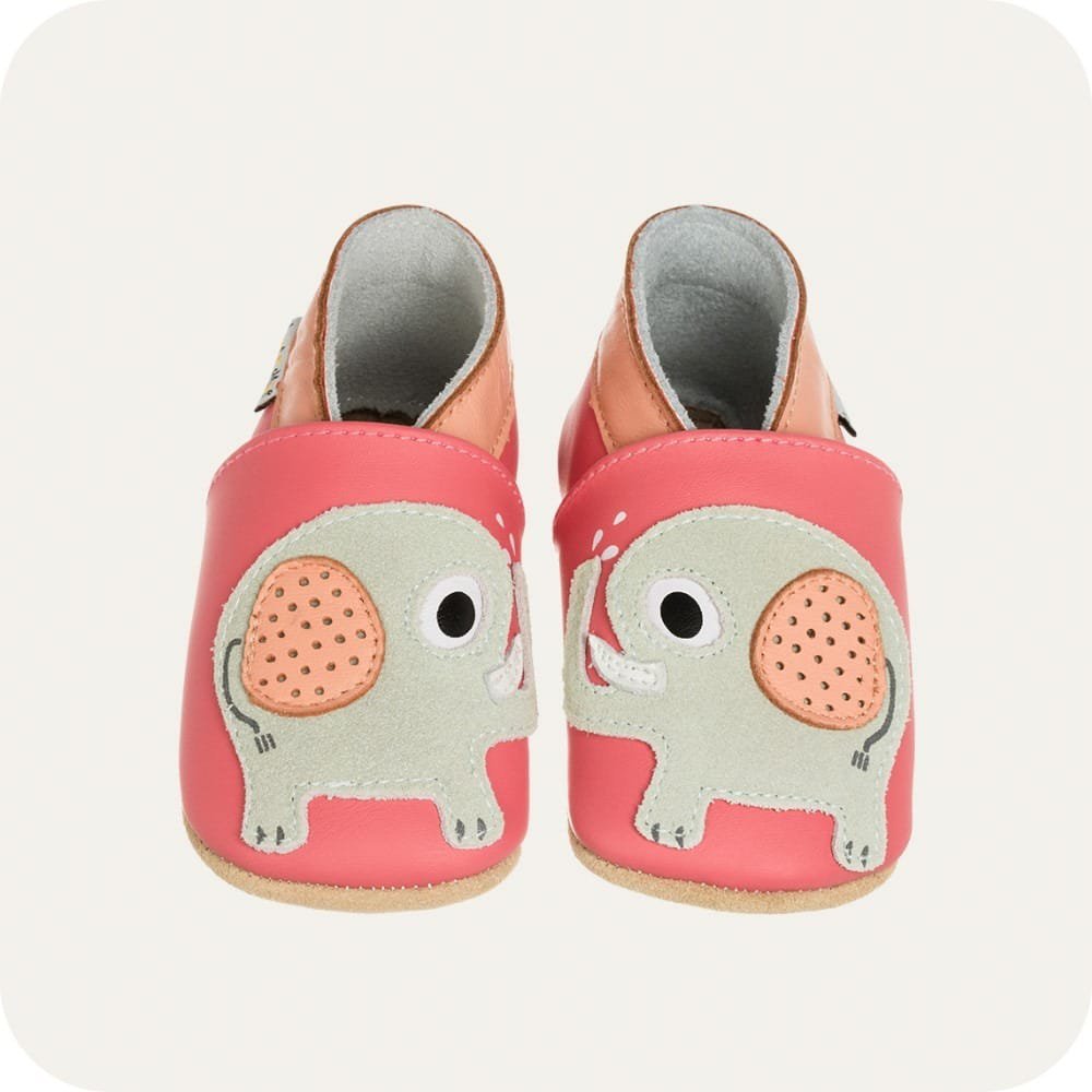 Babyhausschuhe aus weichem Leder Elefantenkuss