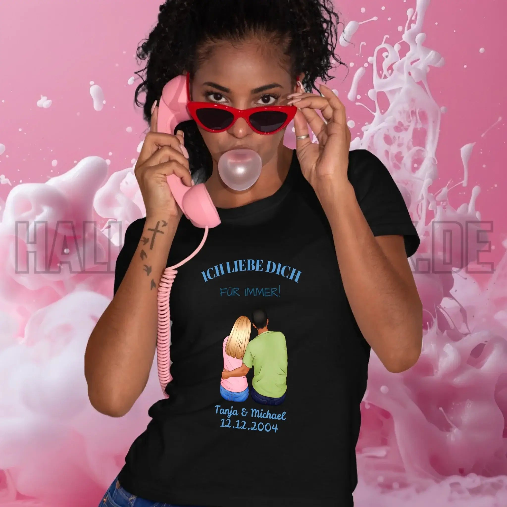 3in1: Paar Designer personalisierbar - Ladies Premium T-Shirt XS-2XL aus Bio-Baumwolle für Damen