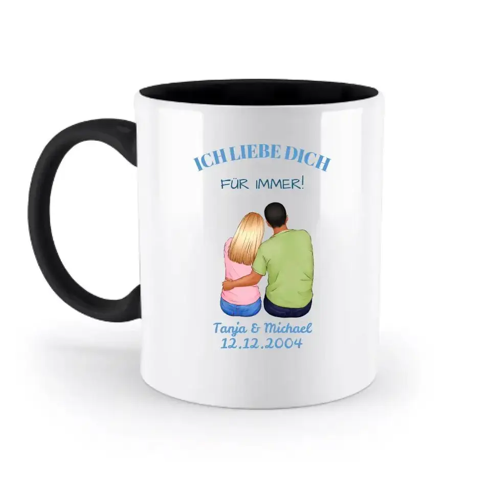 3in1: Paar Designer • zweifarbige Tasse • Exklusivdesign • personalisiert