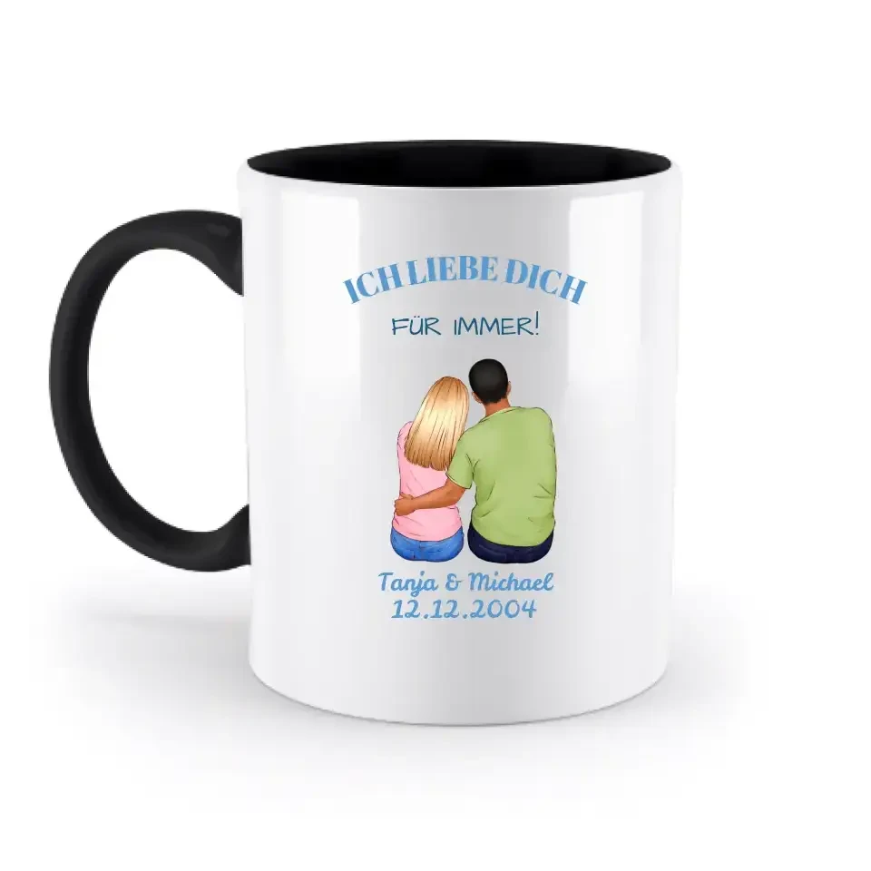 3in1: Paar Designer • zweifarbige Tasse • Exklusivdesign • personalisiert
