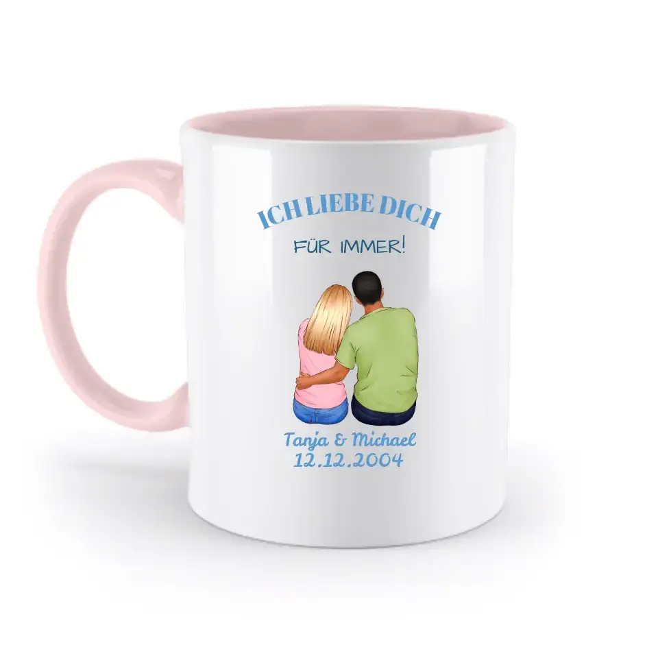 3in1: Paar Designer • zweifarbige Tasse • Exklusivdesign • personalisiert