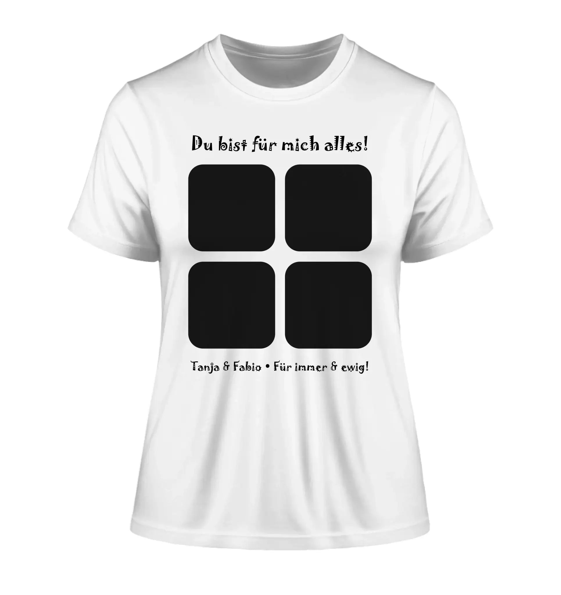 4-Bilder-Motiv mit deinem Foto und Wunschtext • 4er Collage (personalisierbare Fotomotive) - Damen T-Shirt (Fitted)