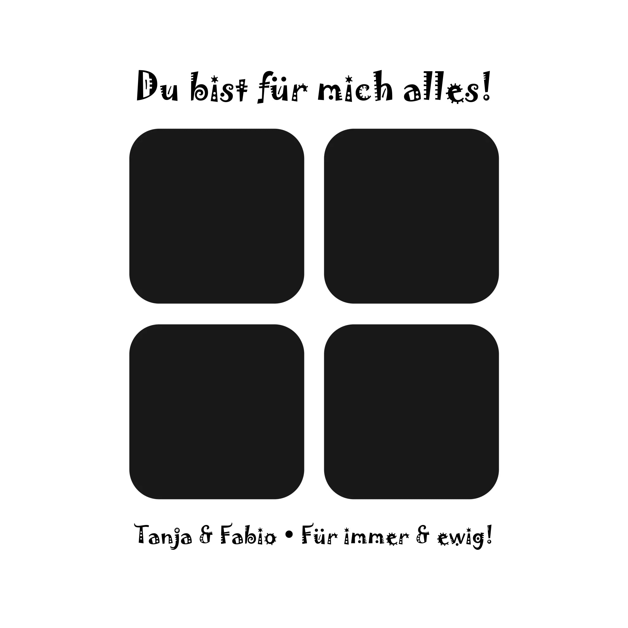 4-Bilder-Motiv mit deinem Foto und Wunschtext • Collage (personalisierbare Fotomotive) - Sticker 20x20 cm (ausgestanzt)