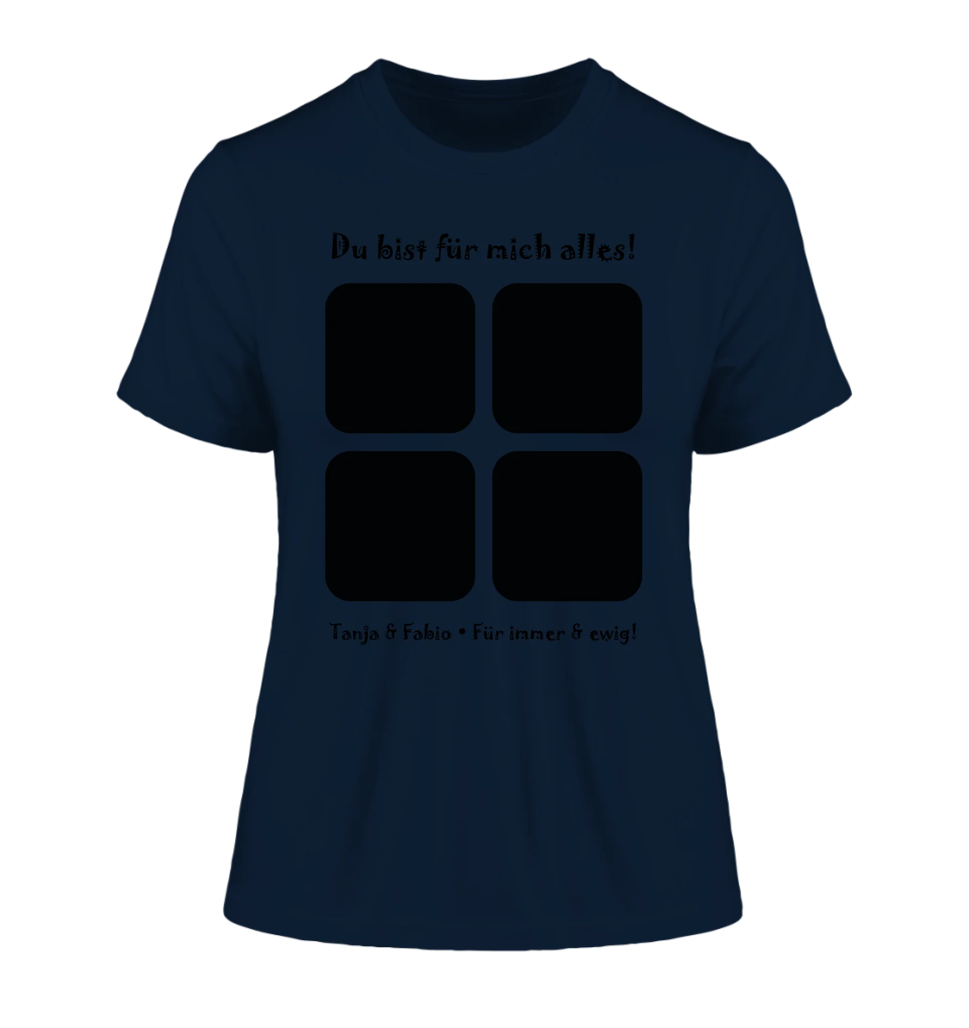 4-Bilder-Motiv mit deinem Foto und Wunschtext • Collage (personalisierbare Fotomotive) - Damen T-Shirt (Fitted) • Bio