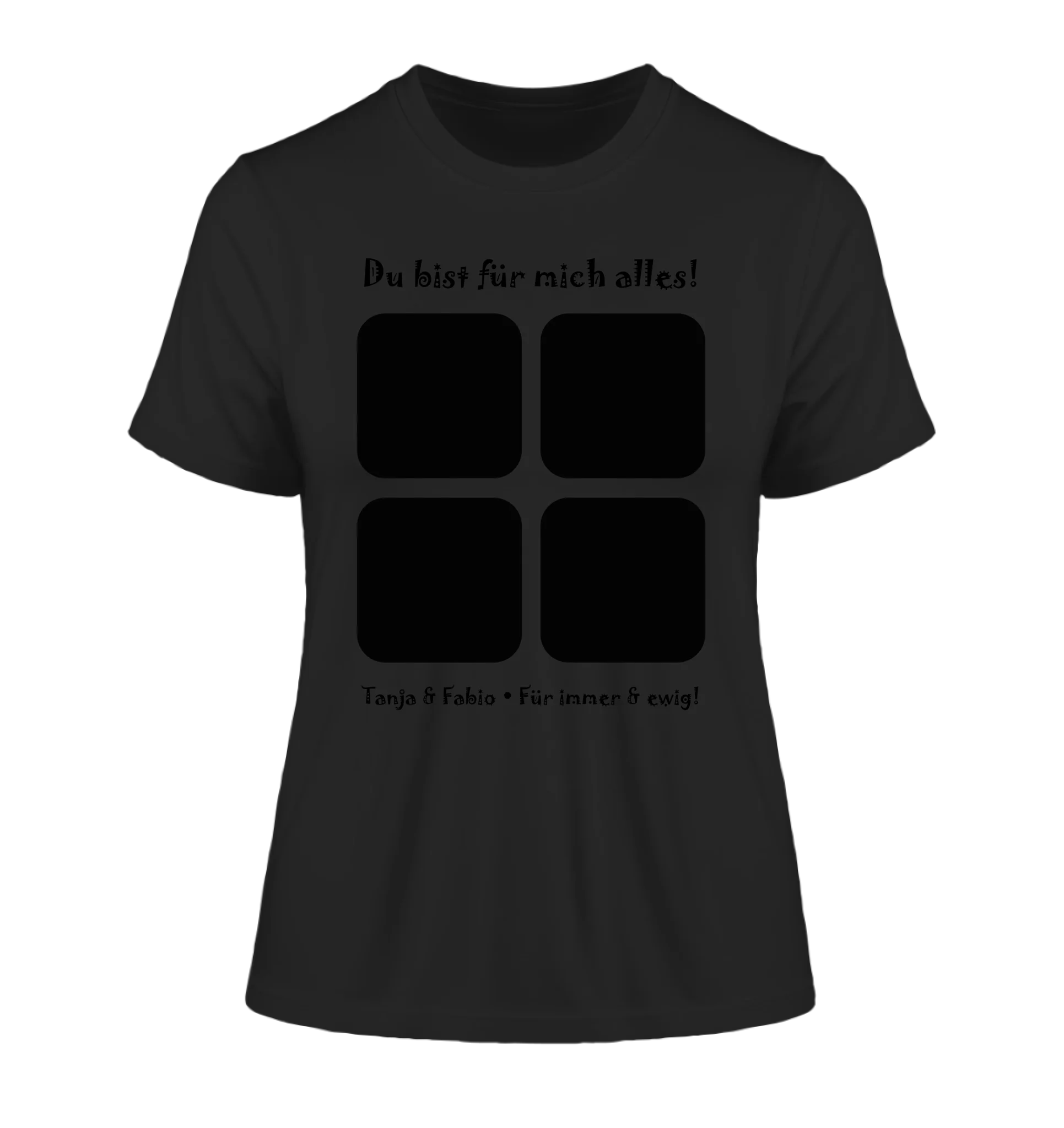 4-Bilder-Motiv mit deinem Foto und Wunschtext • Collage (personalisierbare Fotomotive) - Damen T-Shirt (Fitted) • Bio