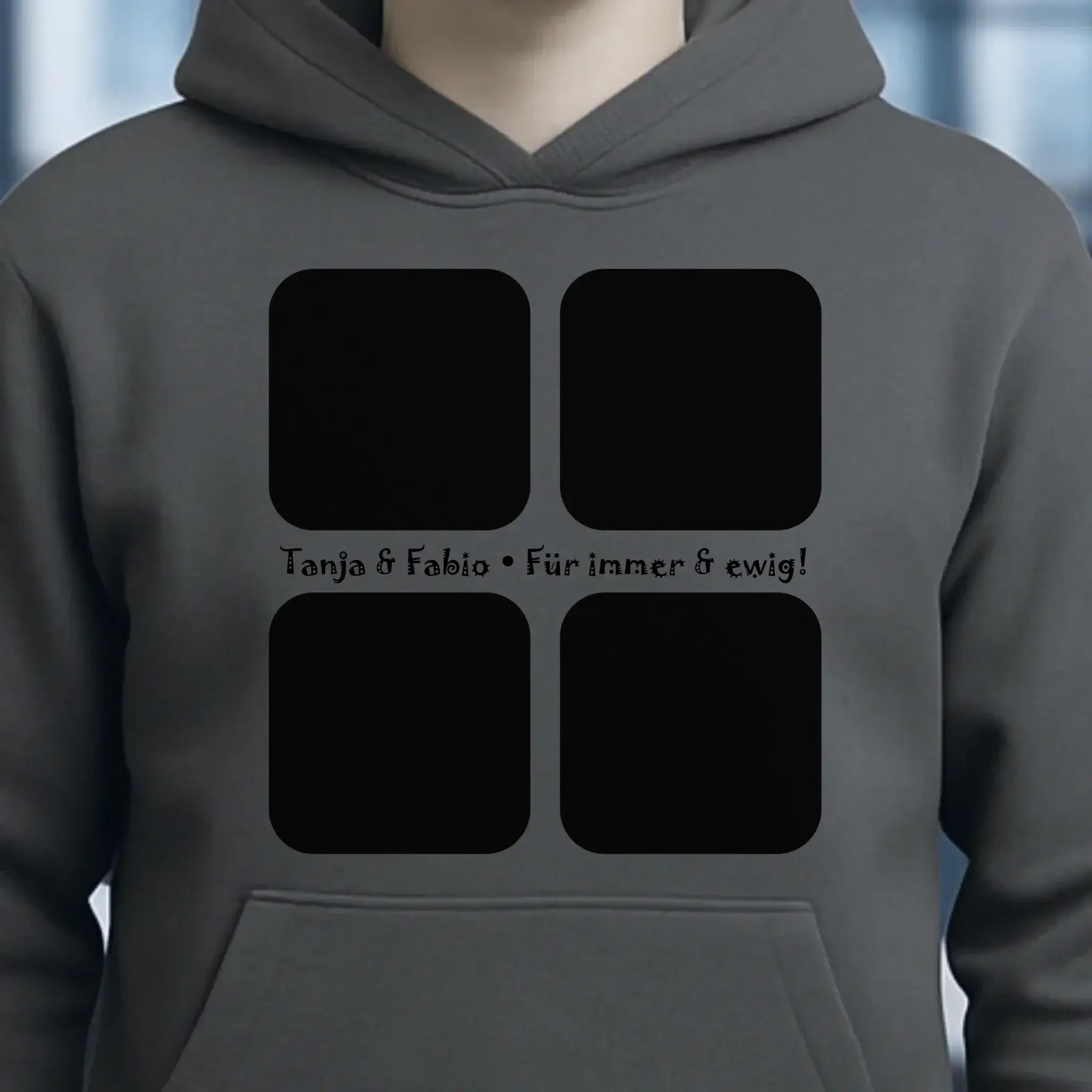 4 Fotos mit Text • Fotogeschenk • Unisex Premium Hoodie XS-5XL aus Bio-Baumwolle für Damen & Herren • Exklusivdesign • personalisiert