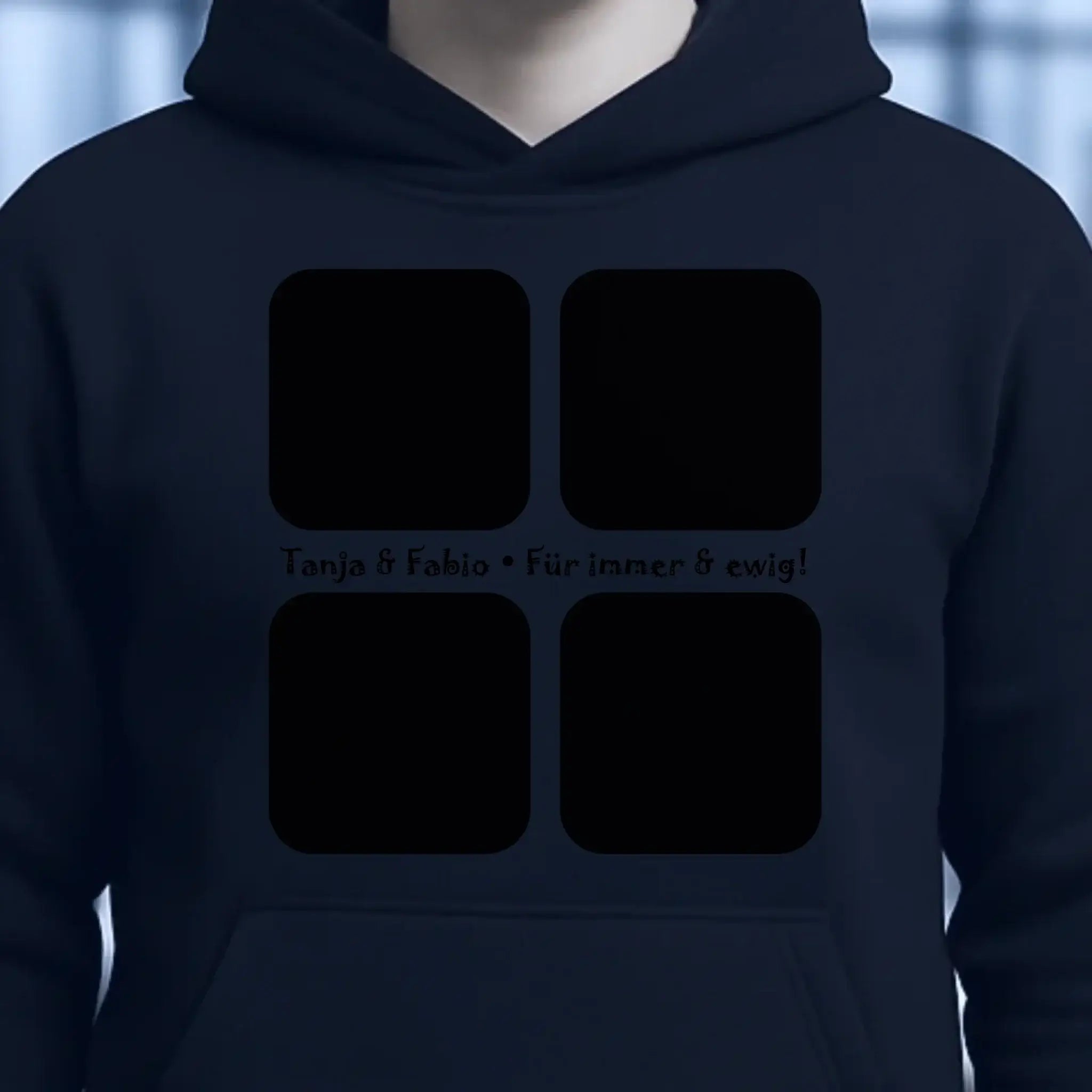 4 Fotos mit Text • Fotogeschenk • Unisex Premium Hoodie XS-5XL aus Bio-Baumwolle für Damen & Herren • Exklusivdesign • personalisiert