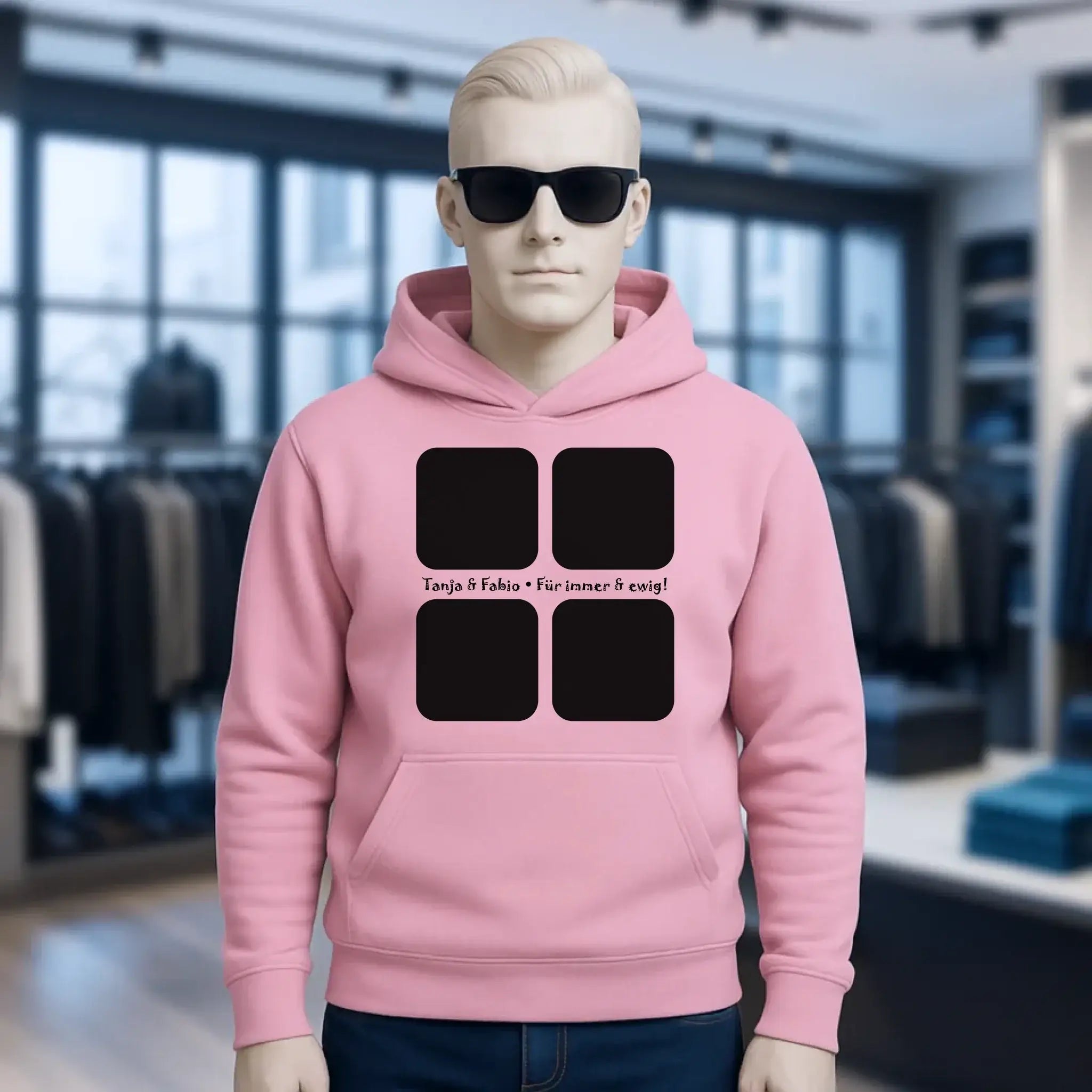 4 Fotos mit Text • Fotogeschenk • Unisex Premium Hoodie XS-5XL aus Bio-Baumwolle für Damen & Herren • Exklusivdesign • personalisiert