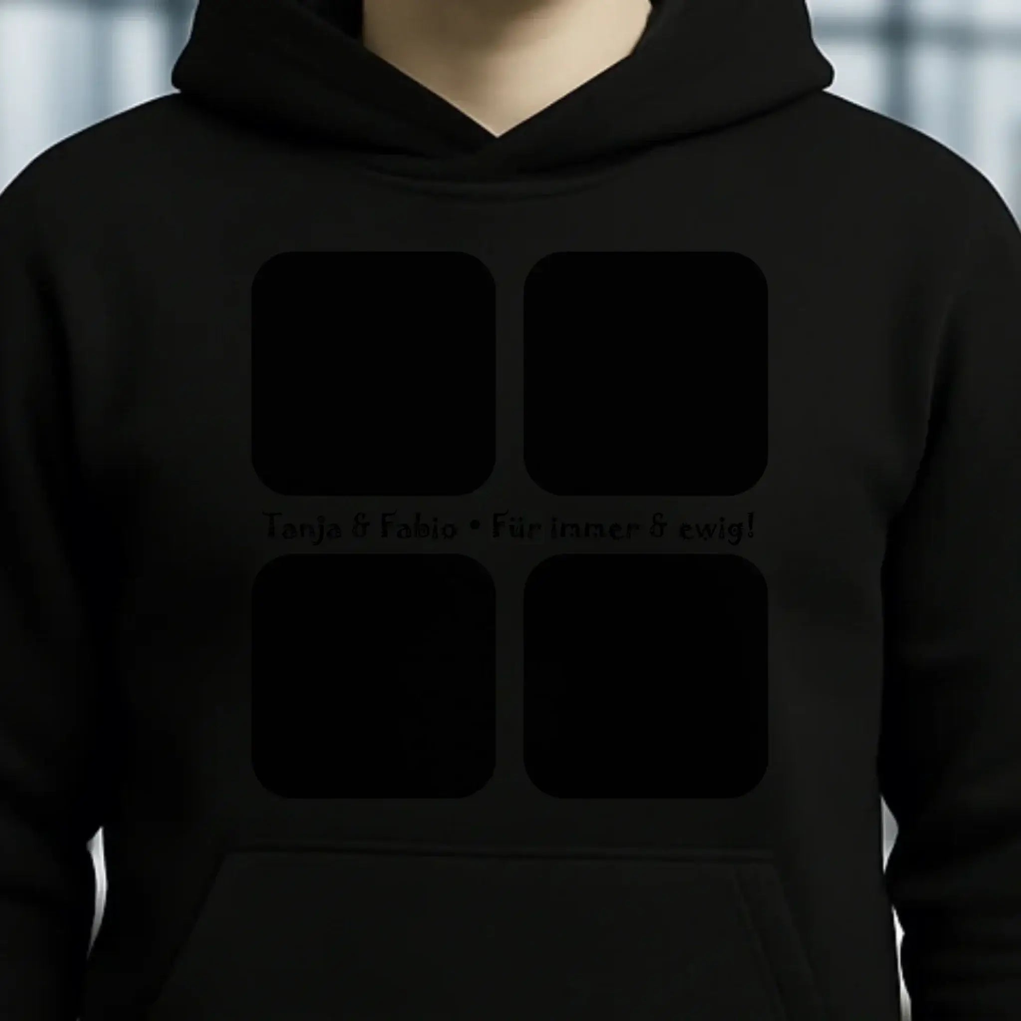 4 Fotos mit Text • Fotogeschenk • Unisex Premium Hoodie XS-5XL aus Bio-Baumwolle für Damen & Herren • Exklusivdesign • personalisiert